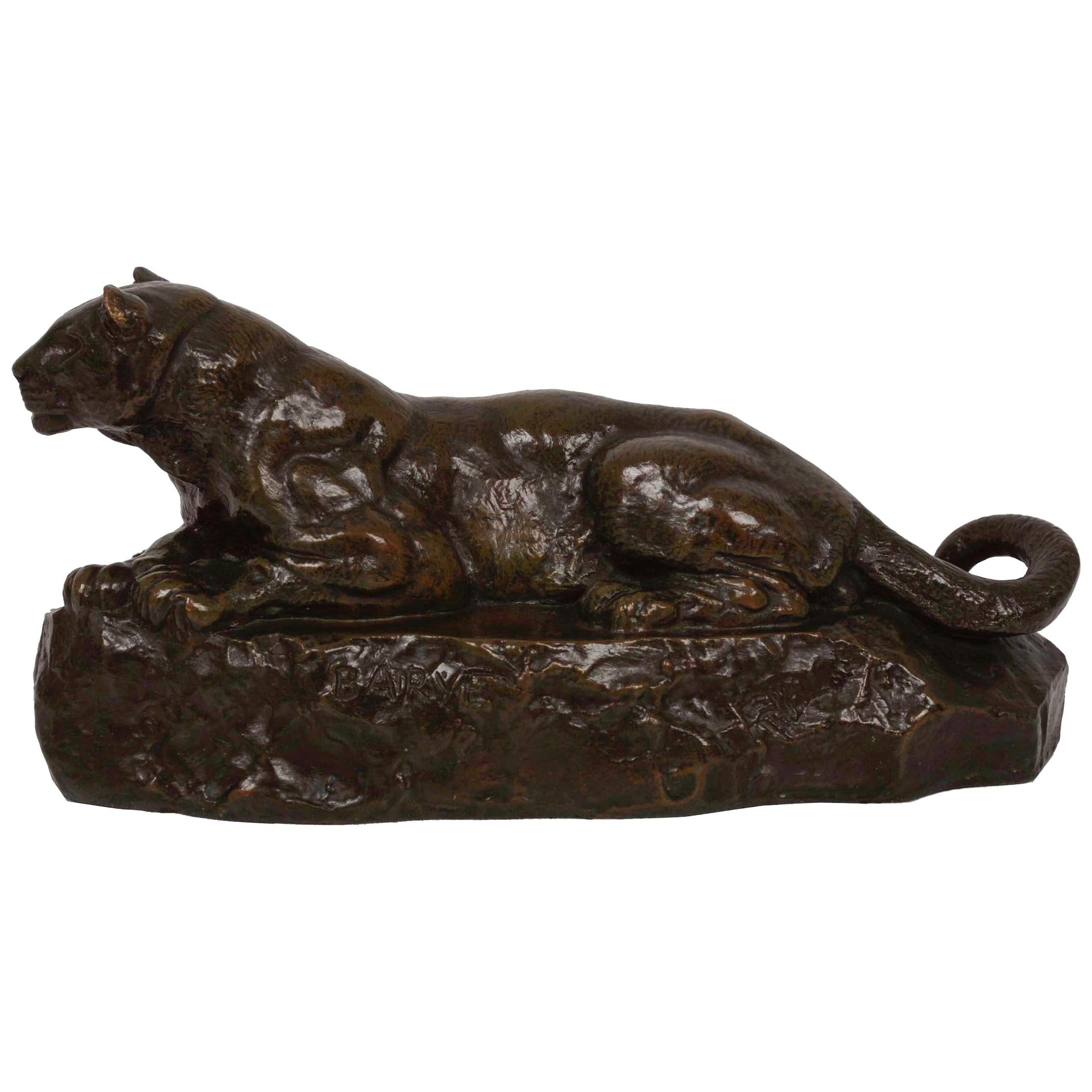 Bronze Sculpture "Panther of Tunisia" after Antoine-Louis Barye, Barbedienne