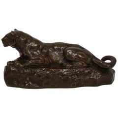 Bronze Sculpture "Panther of Tunisia" After Antoine-Louis Barye, Barbedienne