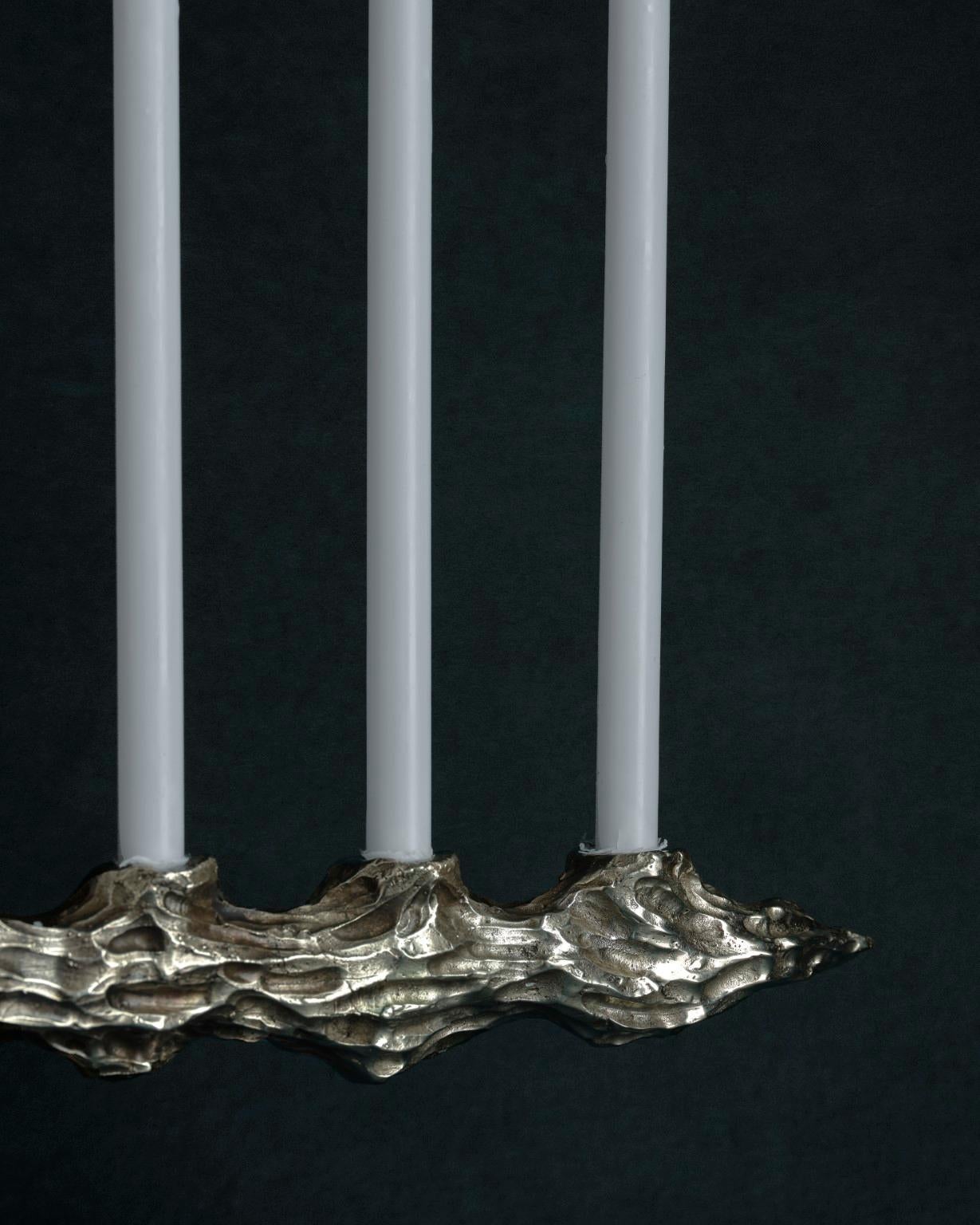 Contemporary Bronze Sculpted Hannukah Menorah by William Guillon For Sale