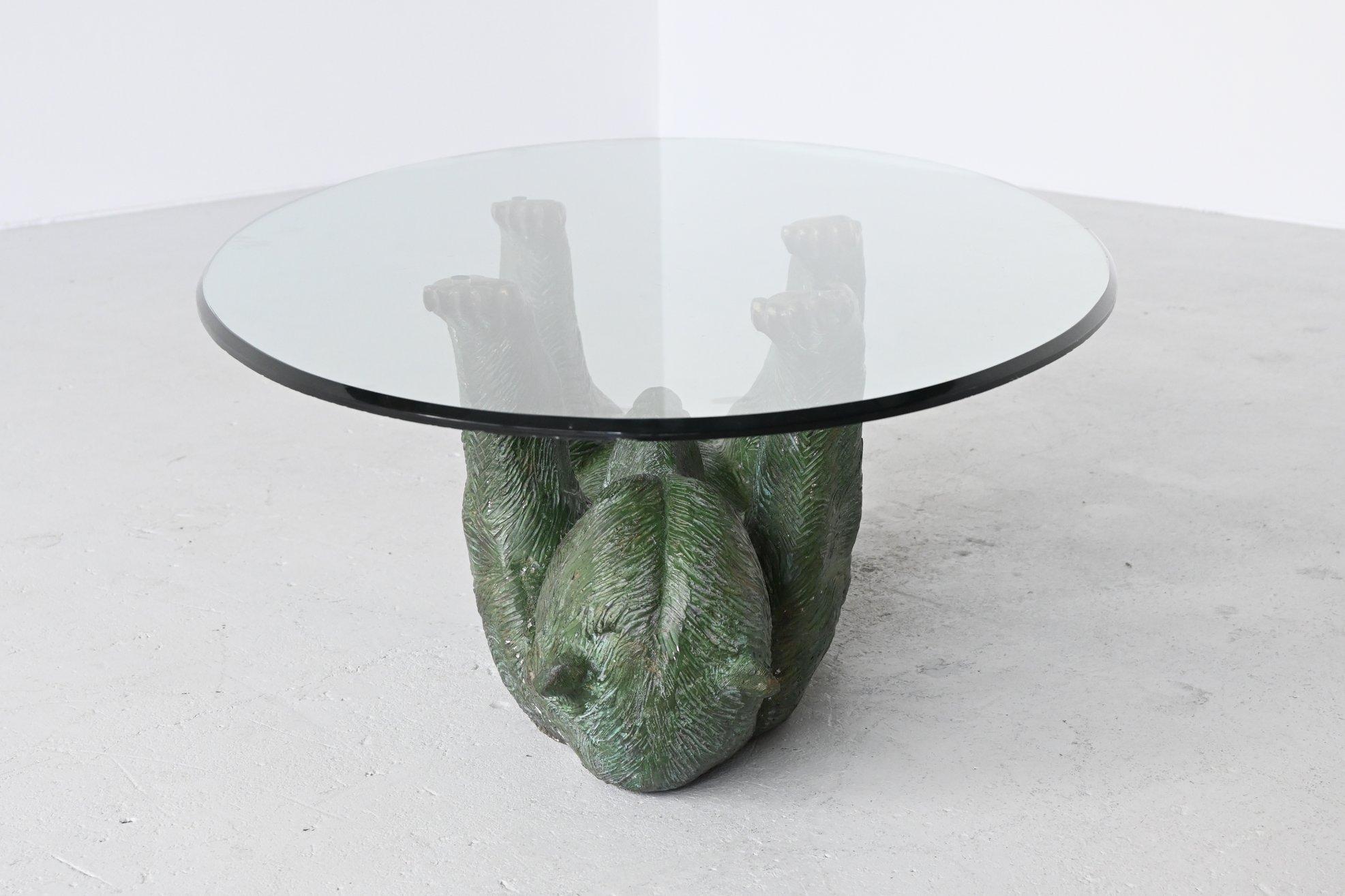 bear glass coffee table