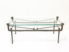 Bronze Sculptural Coffee Table of Cats Giacometti Style