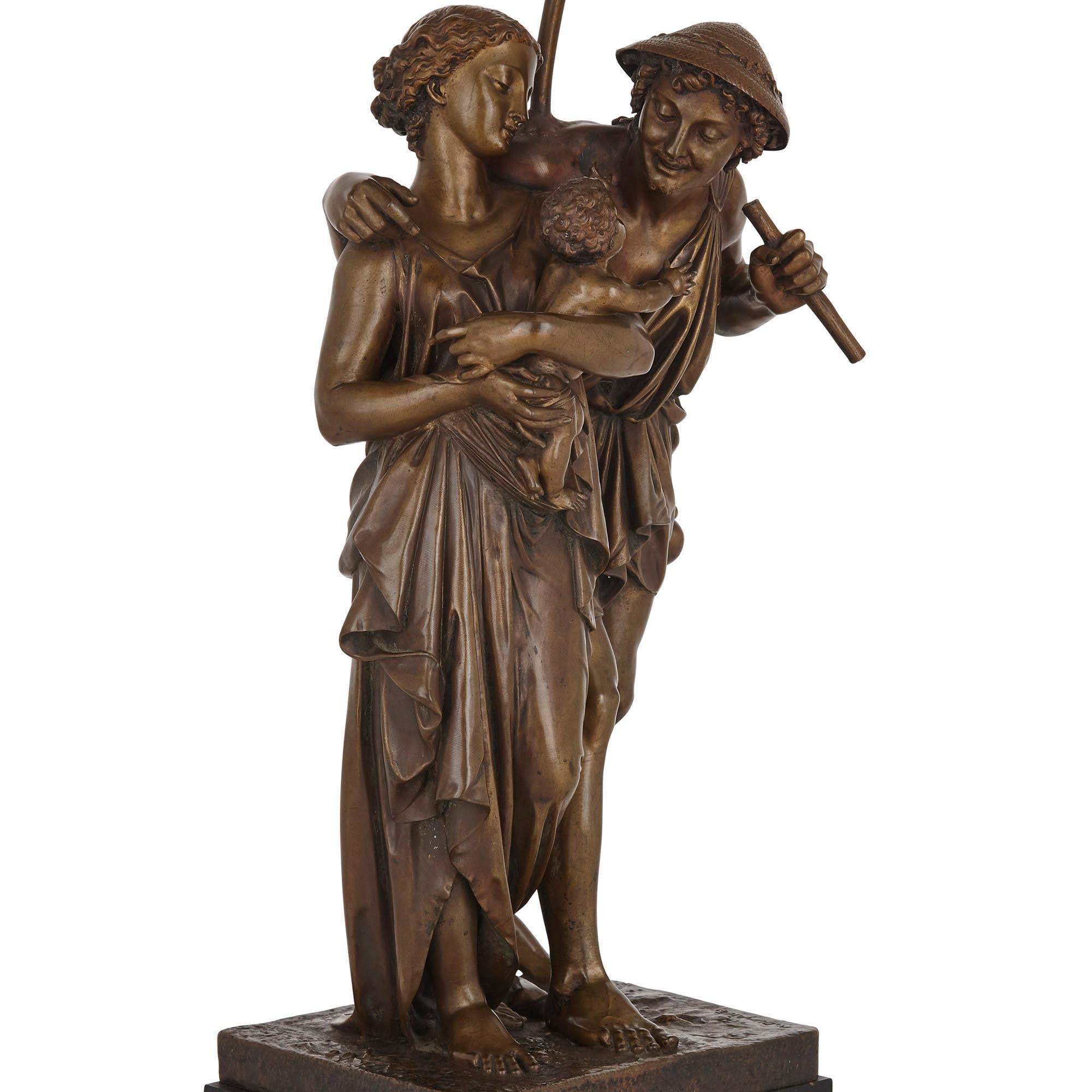 Français Lampe sculpturale en bronze de Henry Étienne Dumaige en vente