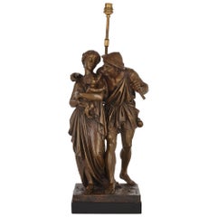 Antique Bronze Sculptural Lamp by Henry Étienne Dumaige