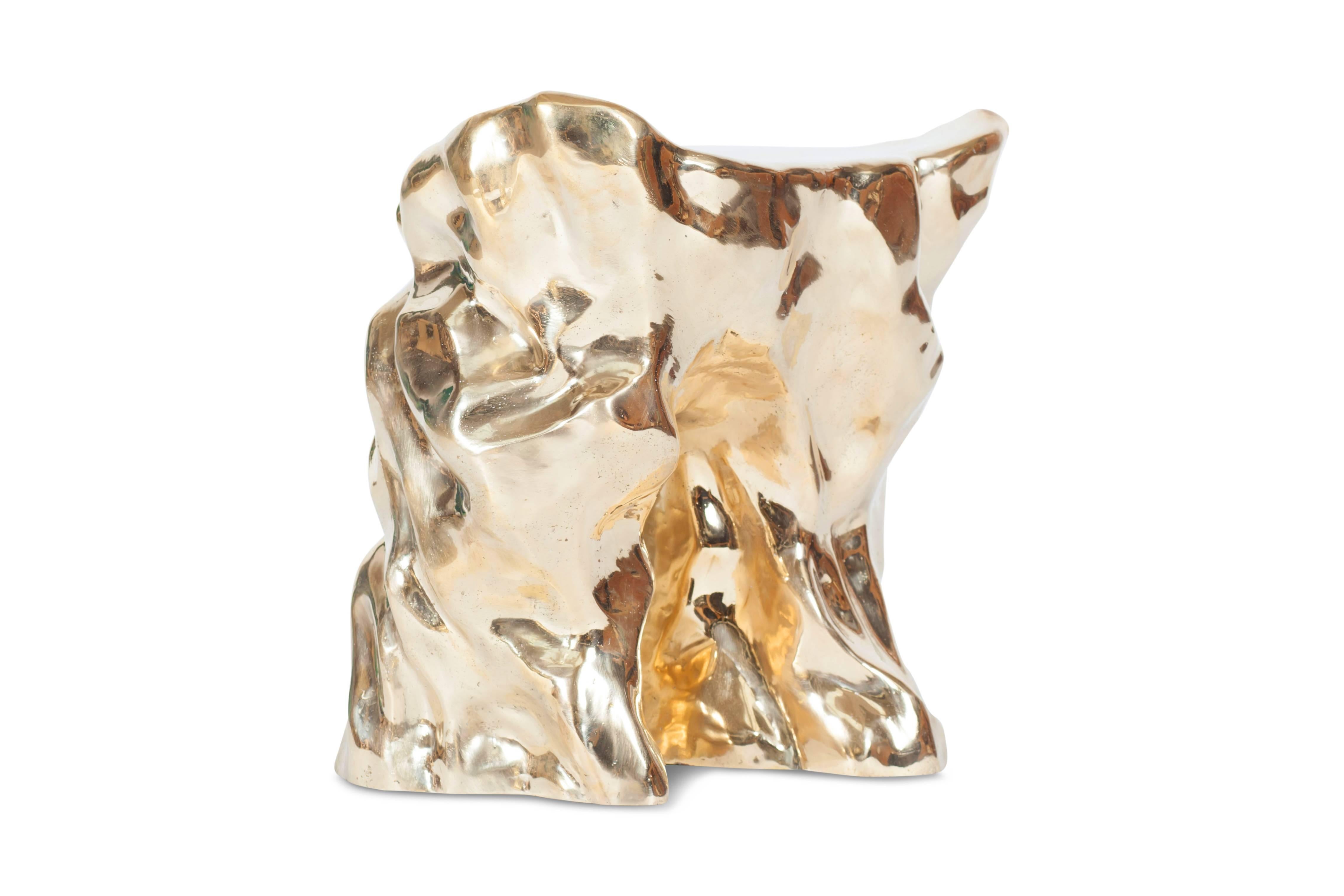 Hollywood Regency Bronze Sculptural 'Lava' Stool by Studio Goldwood