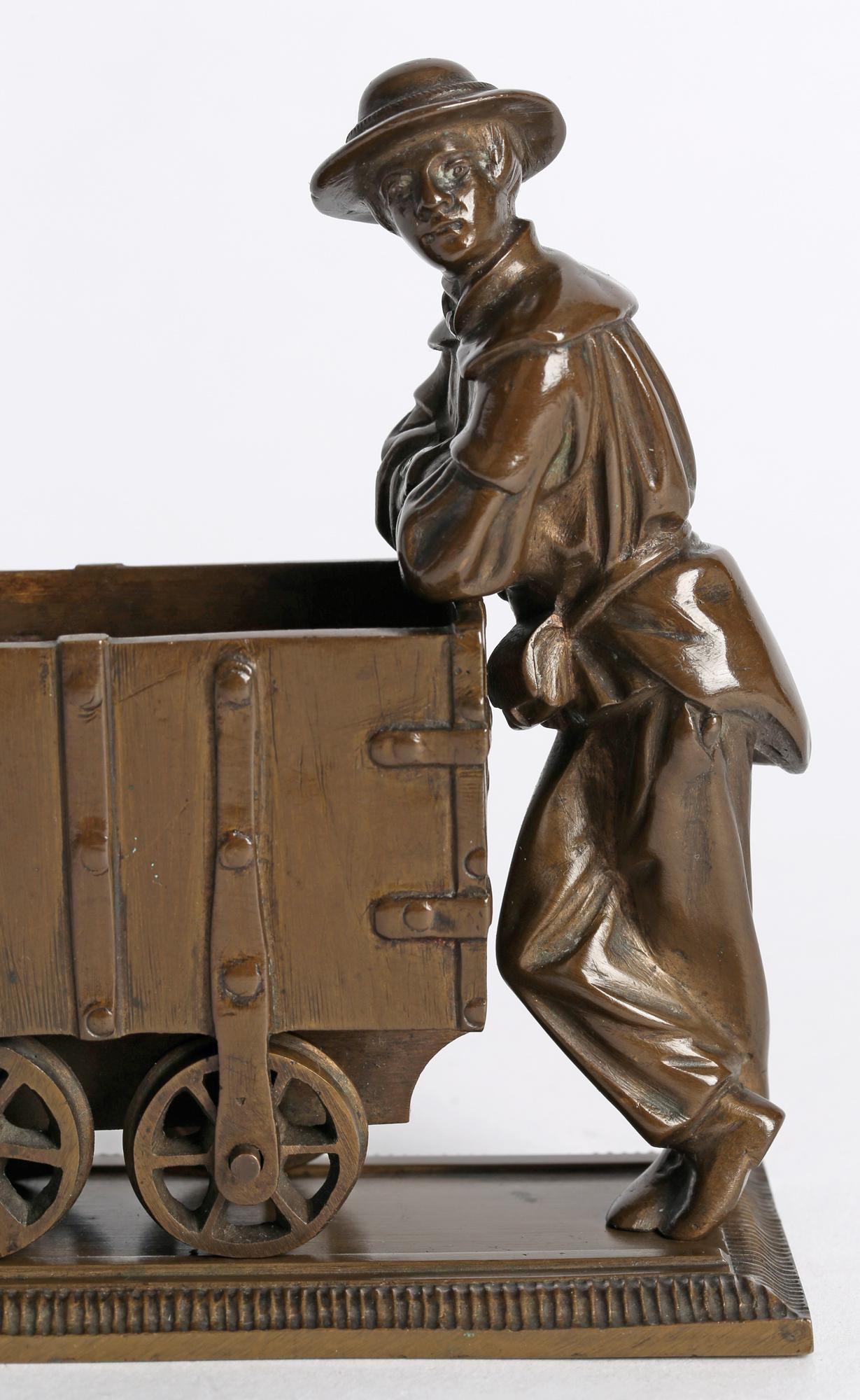 Bronze Sculptural Model of a Collier With his Coal Trolley 5