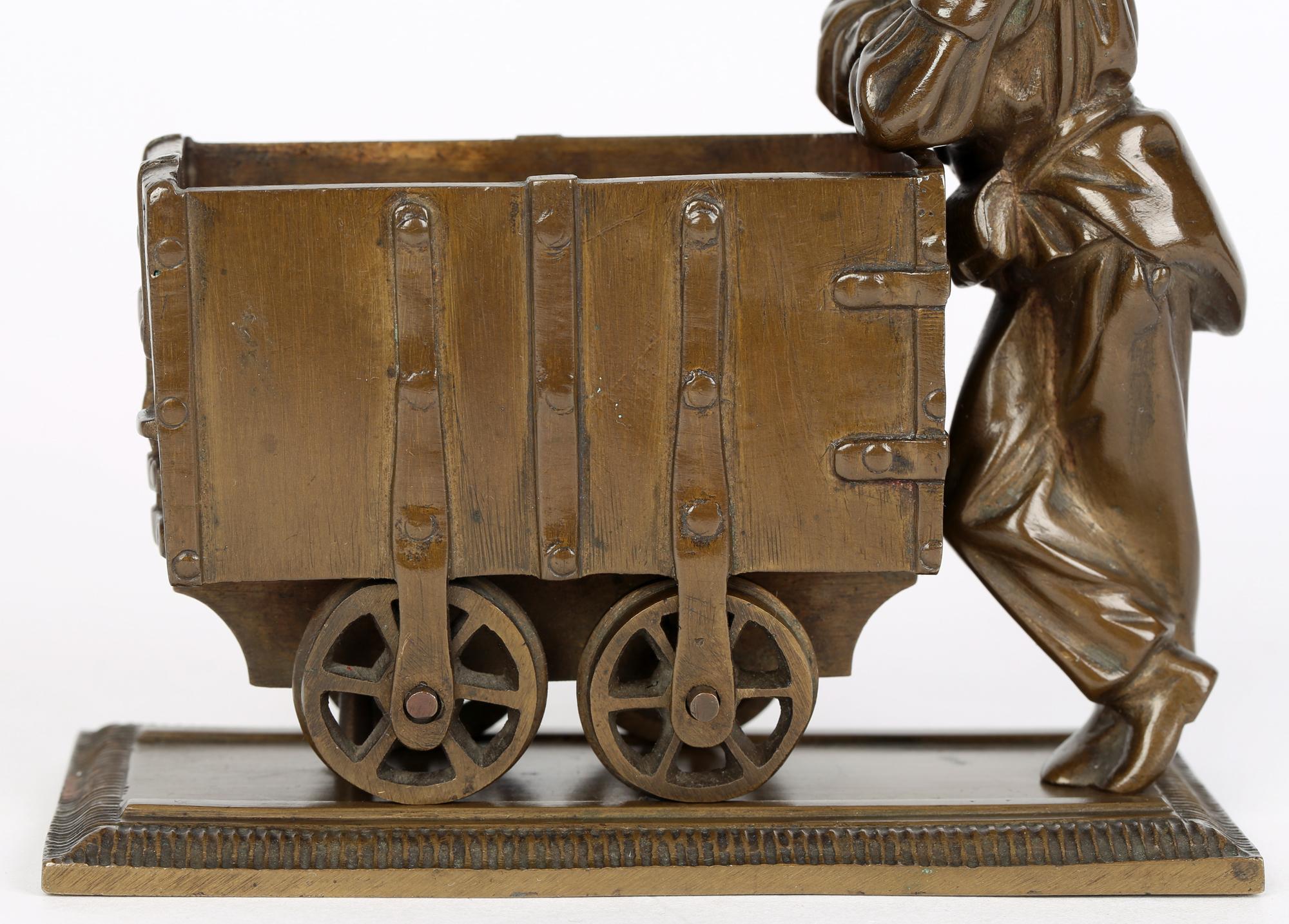 Bronze Sculptural Model of a Collier With his Coal Trolley 6