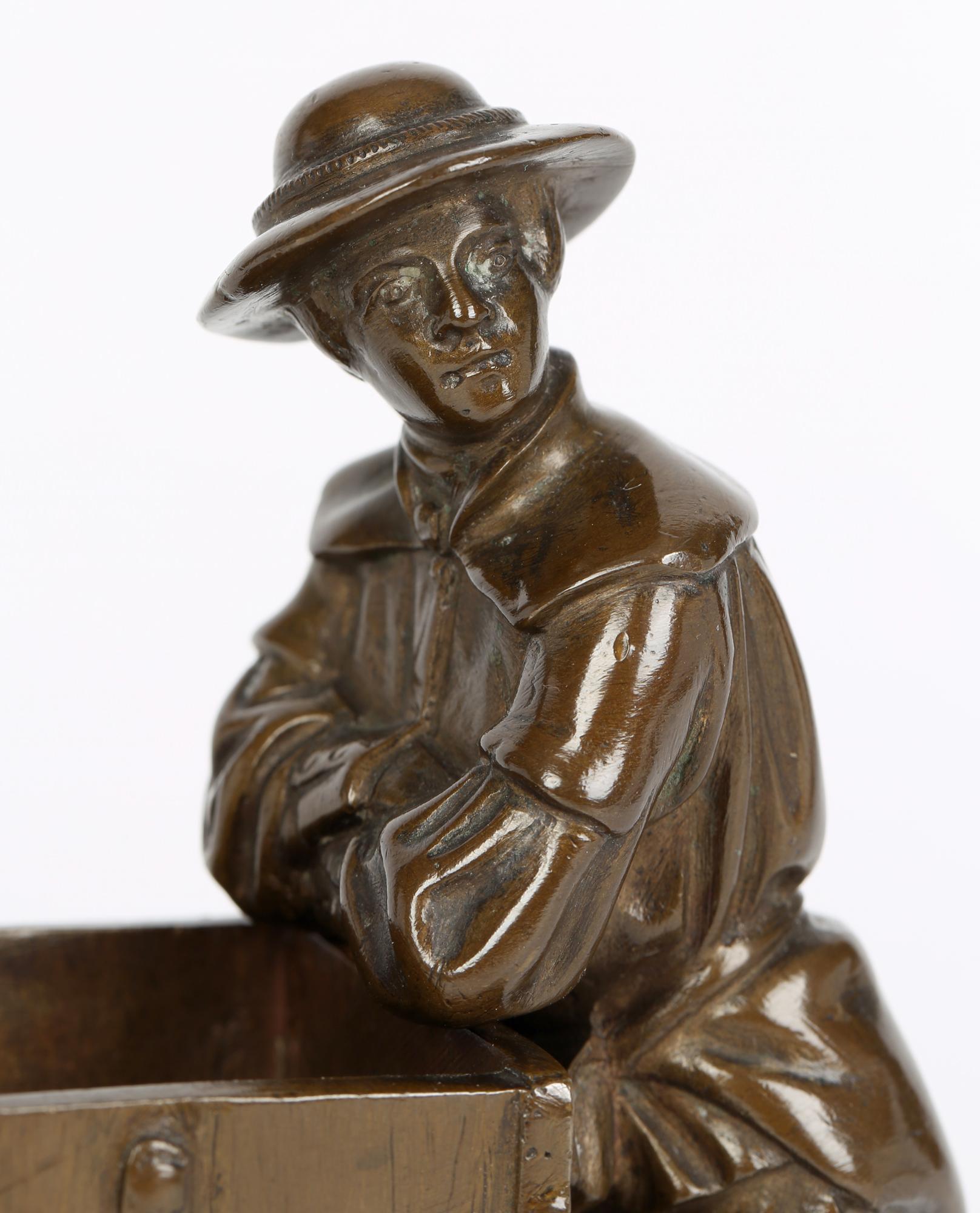 Bronze Sculptural Model of a Collier With his Coal Trolley 7