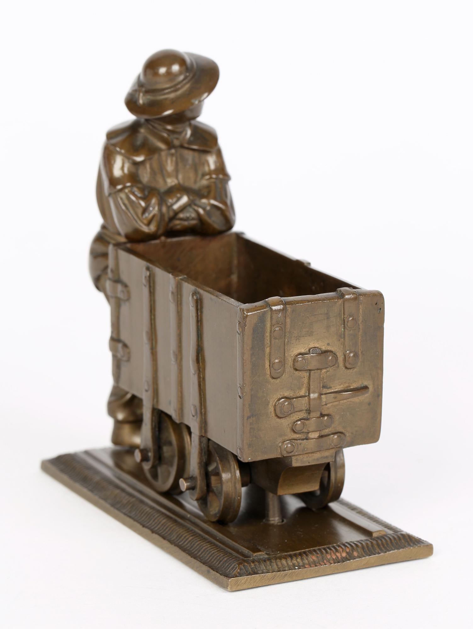 Bronze Sculptural Model of a Collier With his Coal Trolley 2