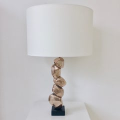 Bronze Sculptural Signed Michel Jaubert Table Lamp, circa 1975, France