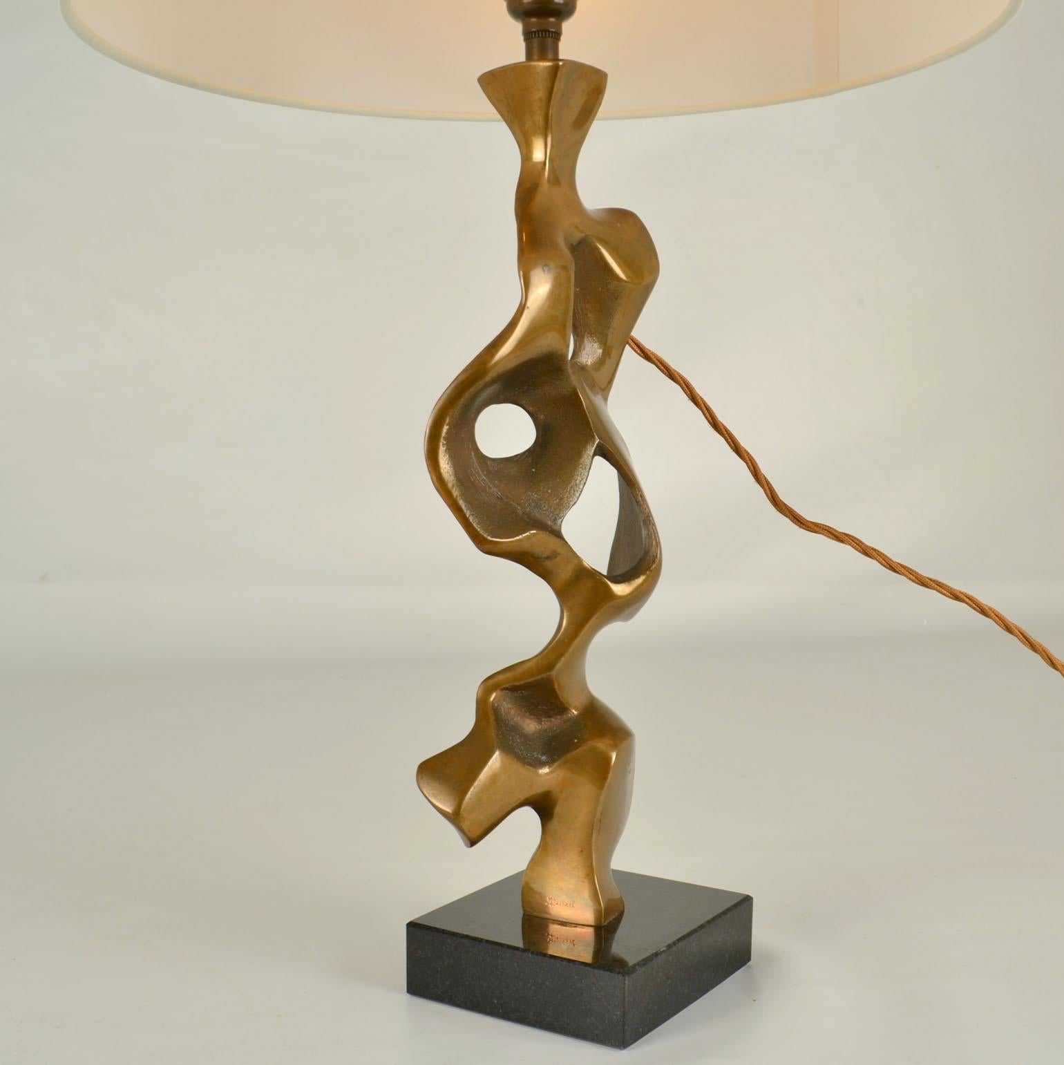 Early 20th Century Bronze Sculptural Table Lamp by Michel Jaubert