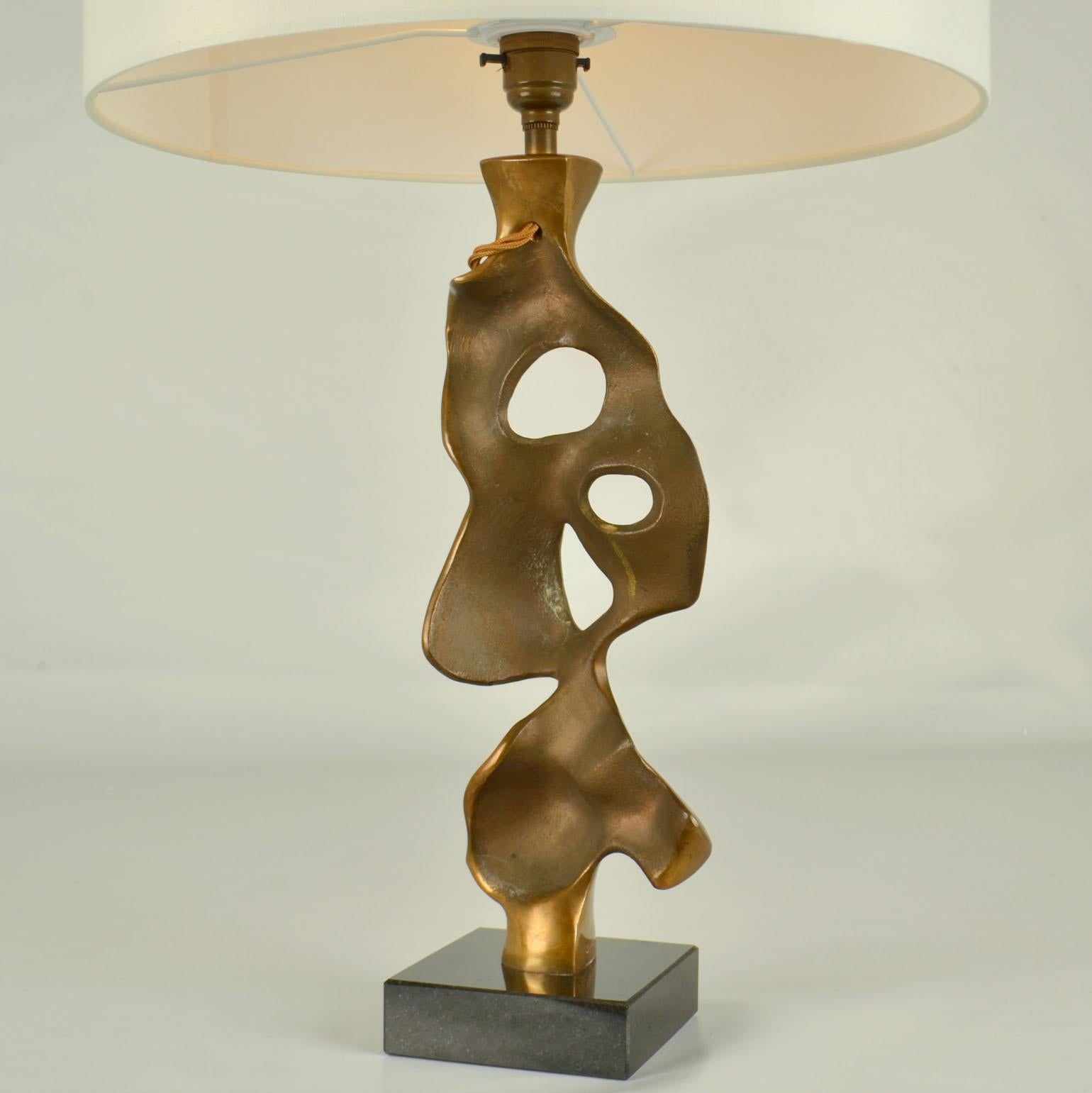 Mid-Century Modern Bronze Sculptural Table Lamp by Michel Jaubert