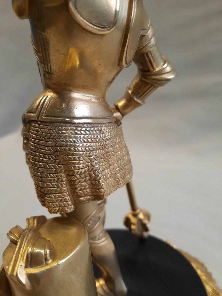 Gilt Bronze Sculpture 12th Century Soldier In Armor Late 19th Century For Sale