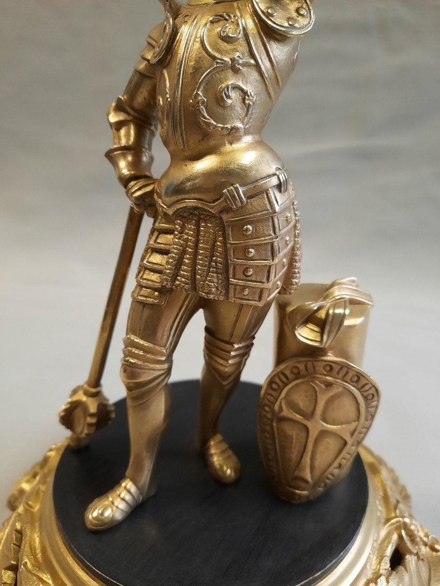 Bronze Sculpture 12th Century Soldier In Armor Late 19th Century For Sale 2