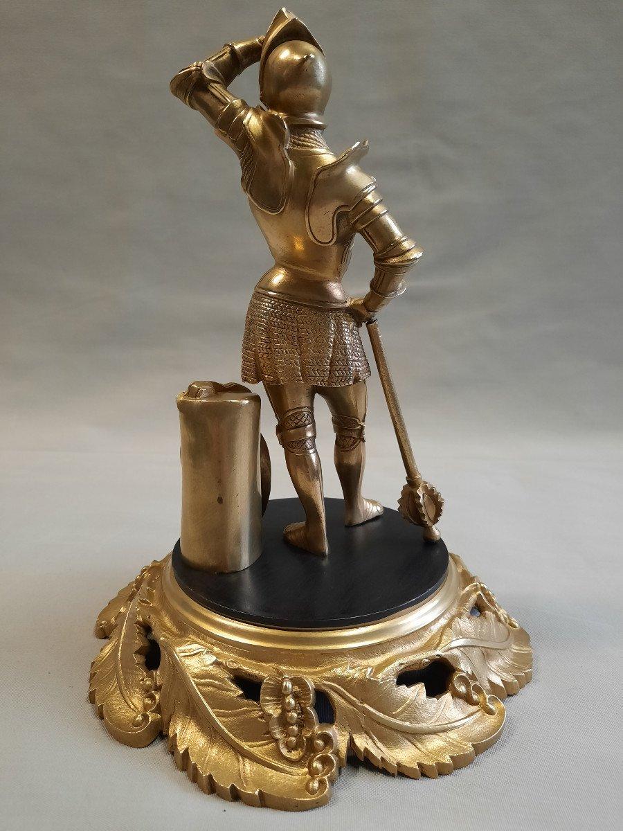 Bronze Sculpture 12th Century Soldier In Armor Late 19th Century For Sale 3