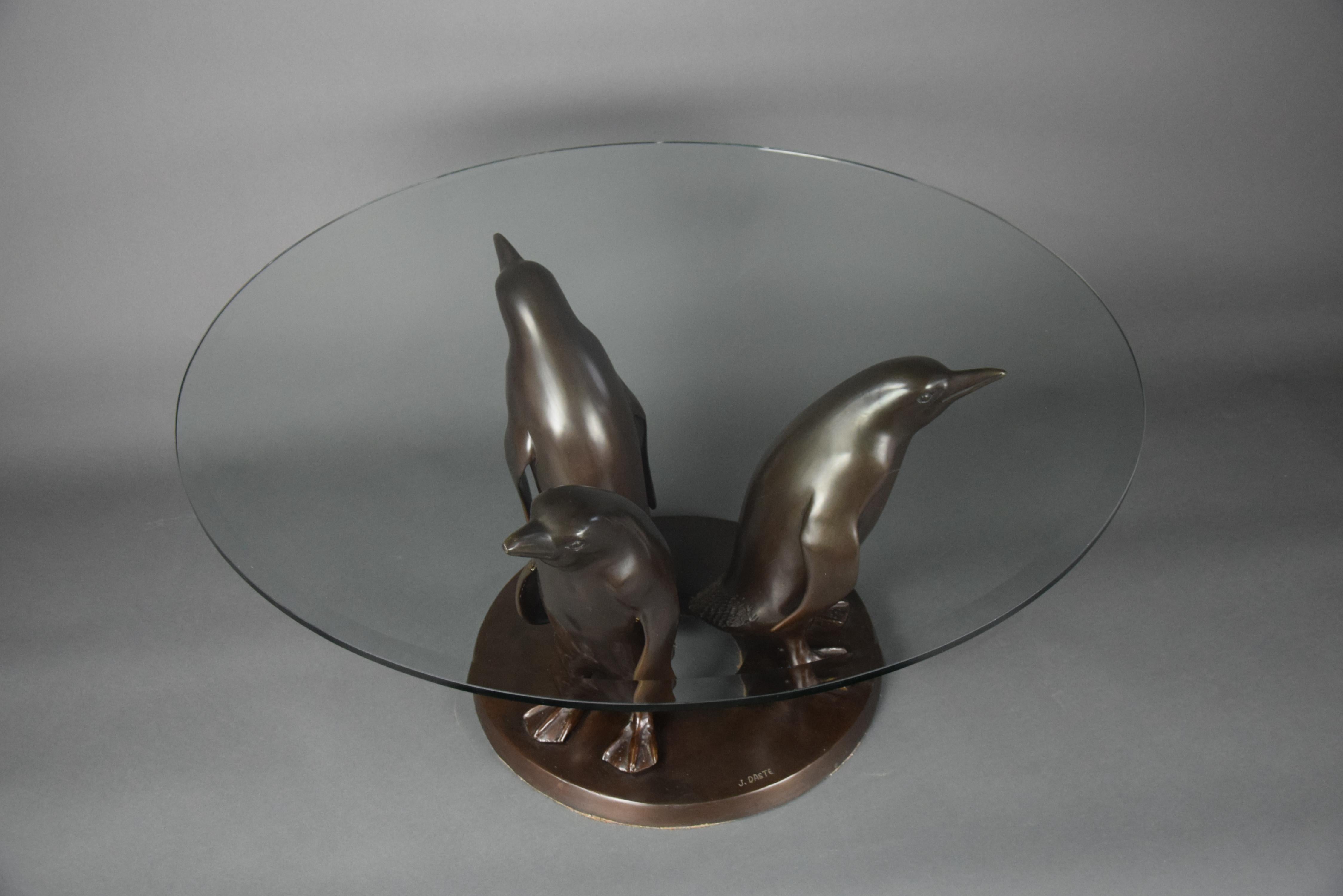 Bronze Sculpture 1920 Penguins Coffee by Artist Joseph 'Guiseppe' d'Aste 4