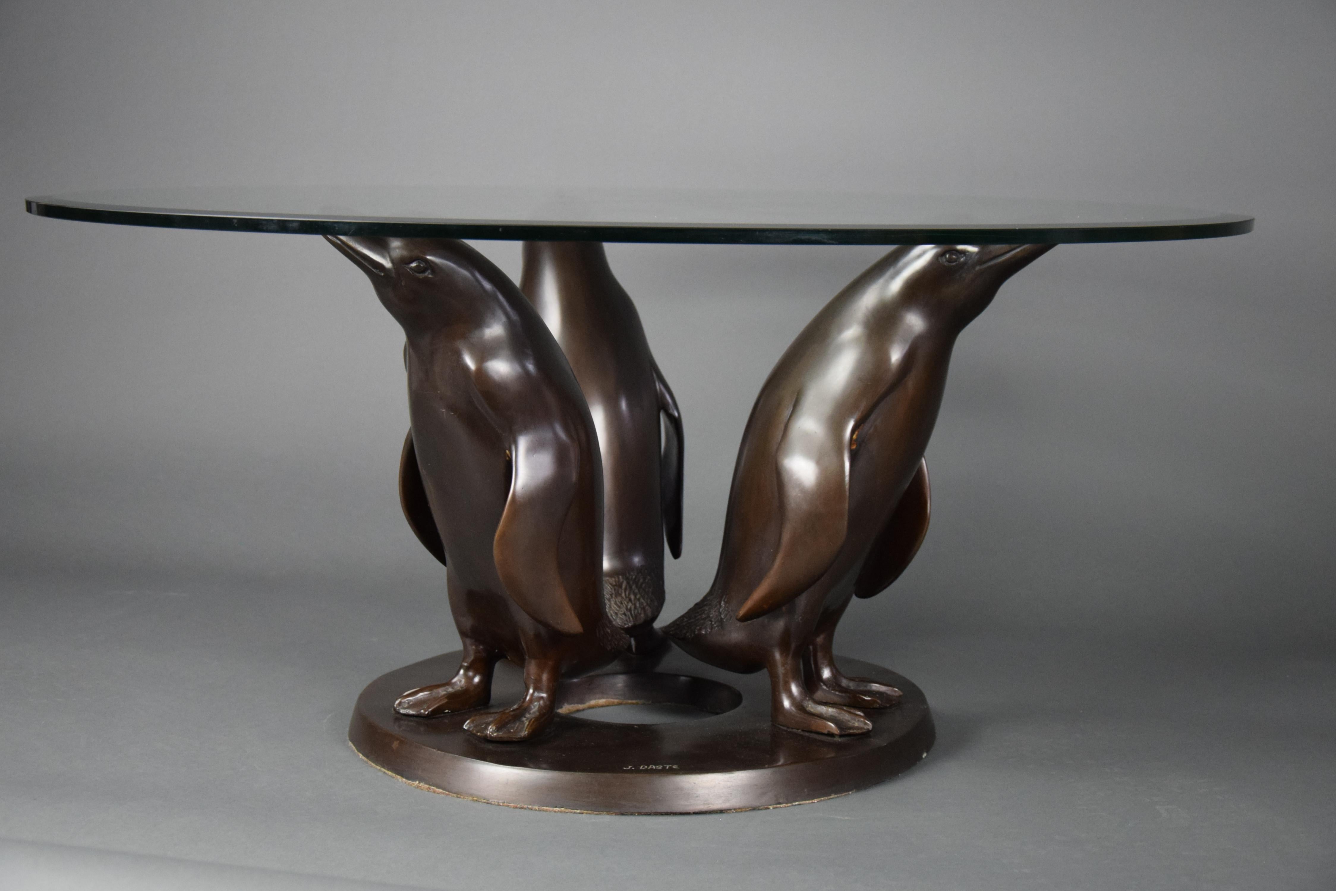 Bronze Sculpture 1920 Penguins Coffee by Artist Joseph 'Guiseppe' d'Aste 6