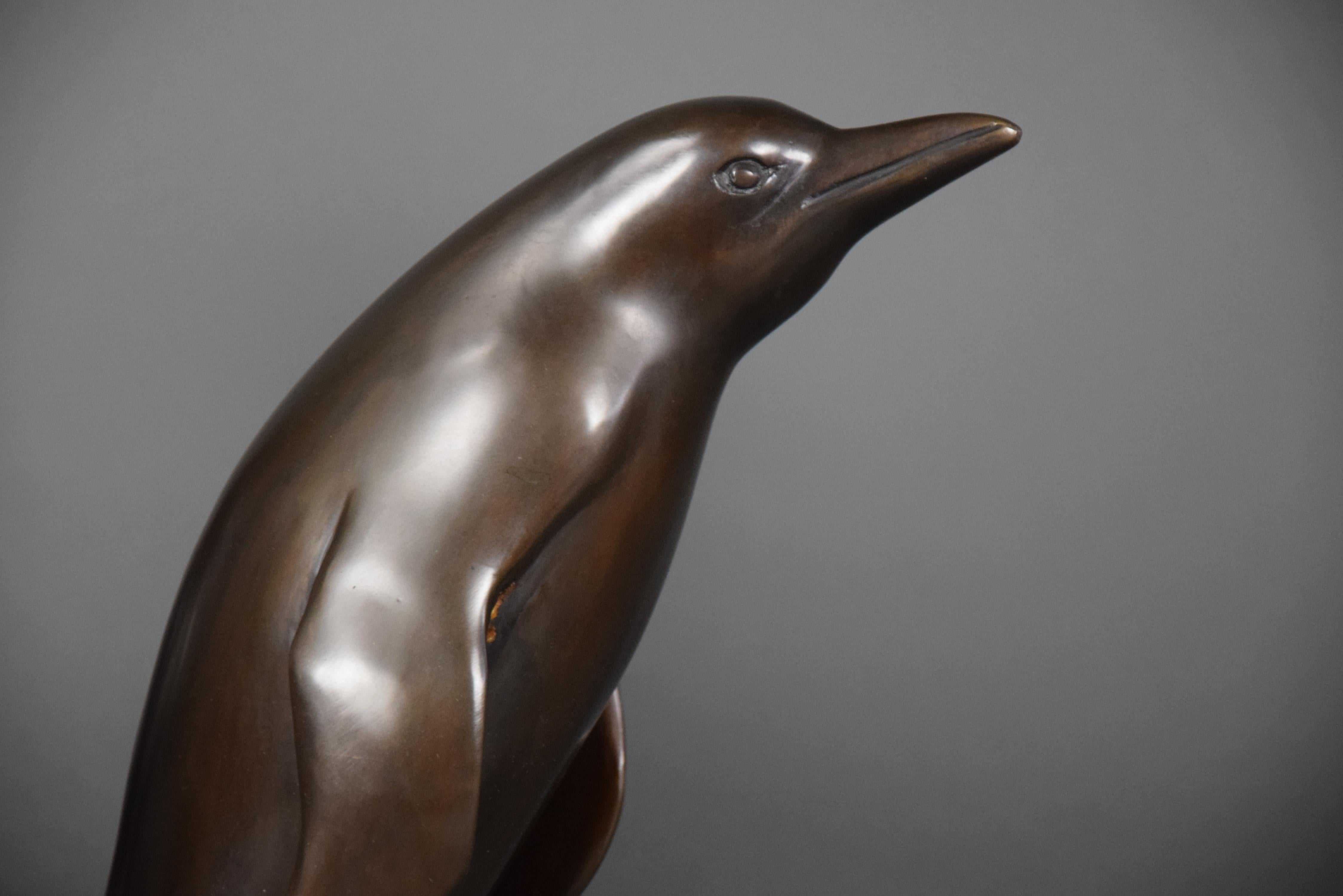 Bronze Sculpture 1920 Penguins Coffee by Artist Joseph 'Guiseppe' d'Aste 7