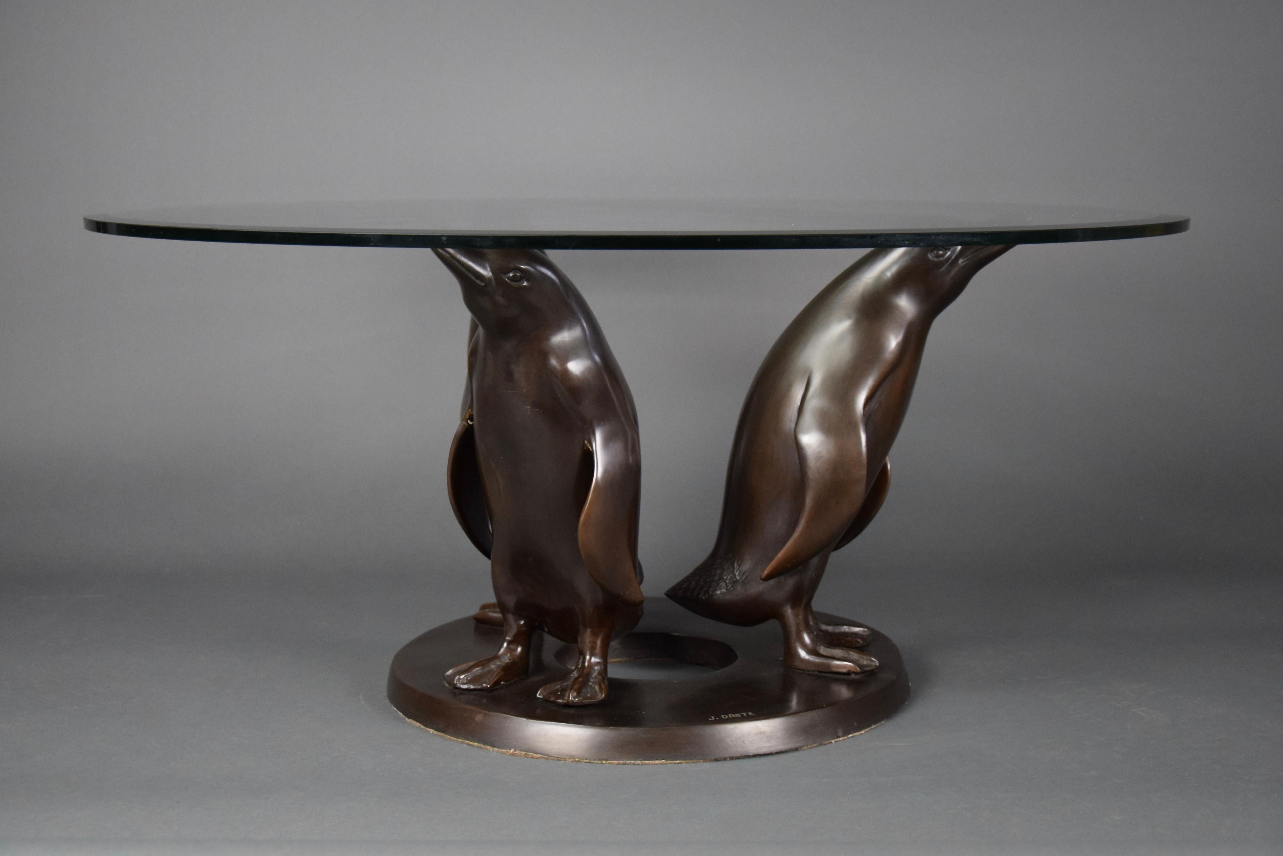 Bronze Sculpture 1920 Penguins Coffee by Artist Joseph 'Guiseppe' d'Aste 8