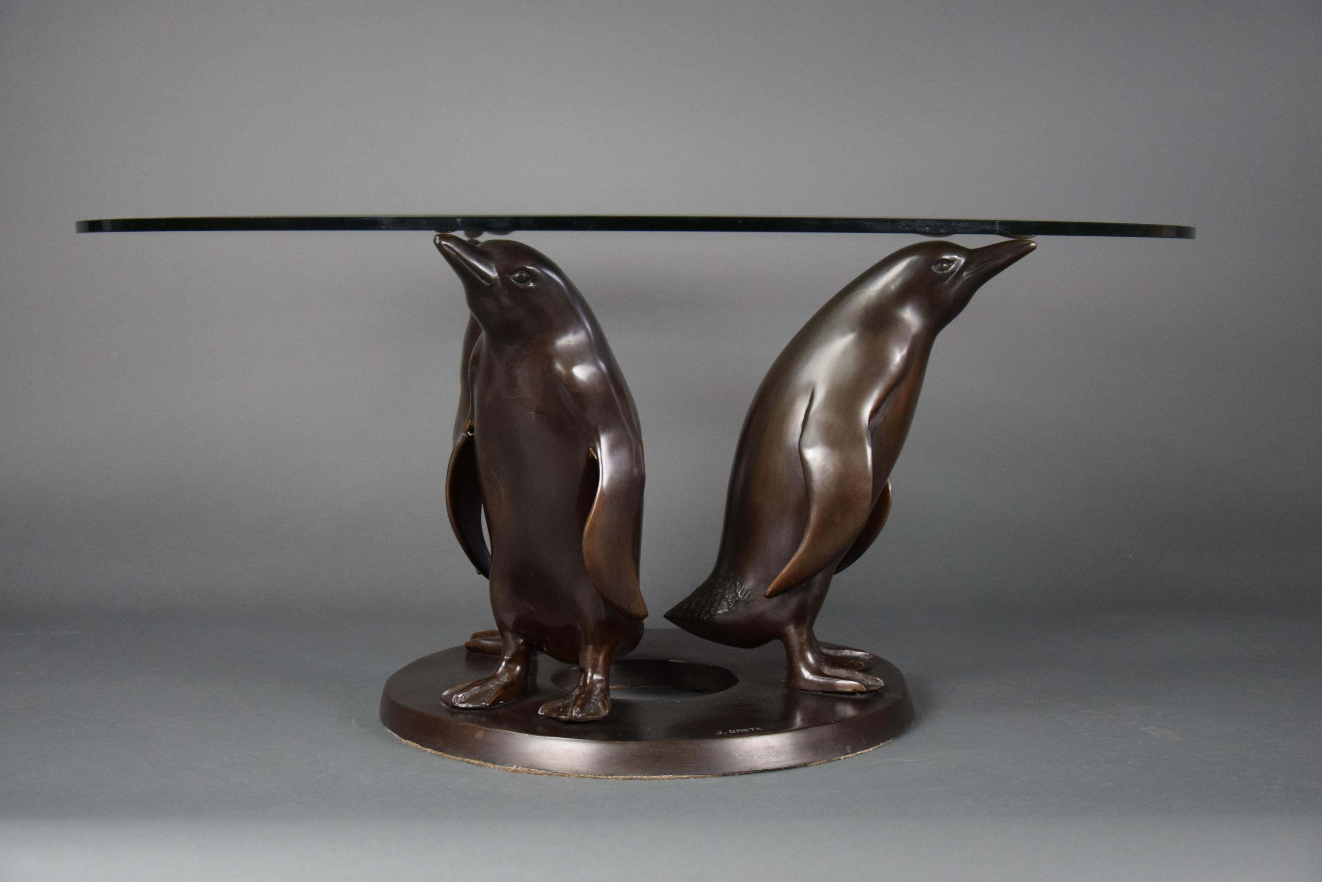Bronze Sculpture 1920 Penguins Coffee by Artist Joseph 'Guiseppe' d'Aste 2