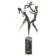 Bronze Sculpture 20th C. Modern Spirit of Life After Robert Russin Marble Base