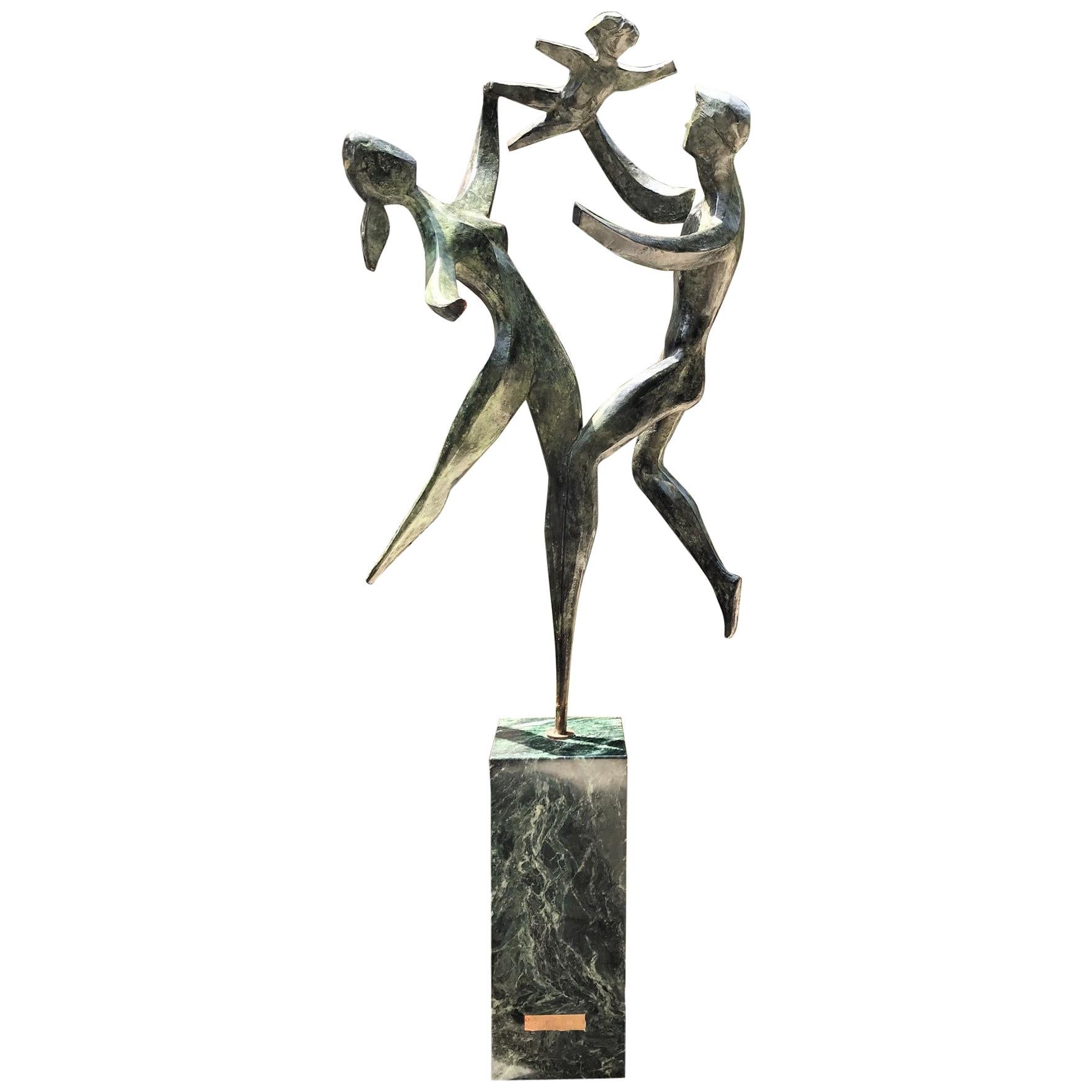 Bronze Sculpture 20th Century Spirit of Life After Robert Russin on Marble Base For Sale