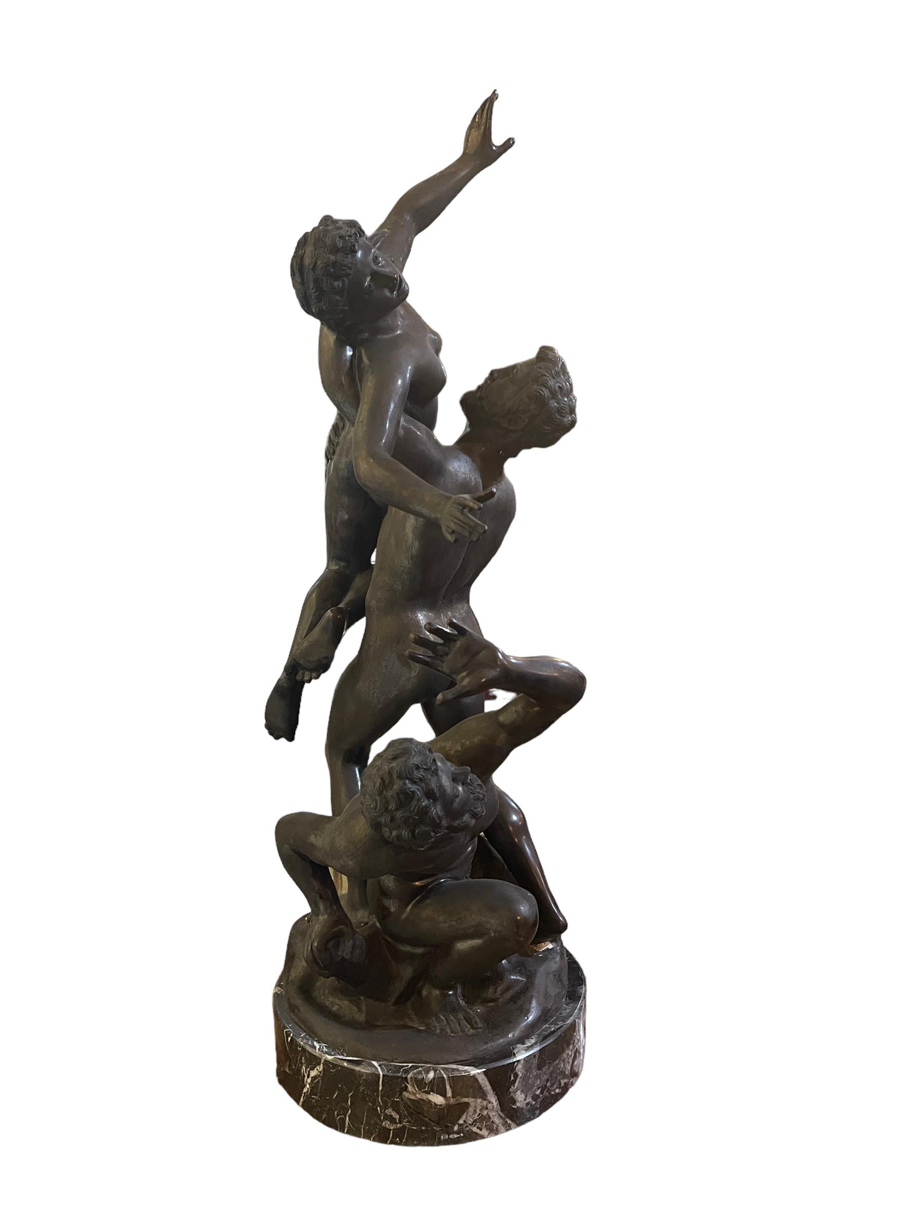 Hand-Carved Bronze sculpture, 20th century, rape of the Sabine women