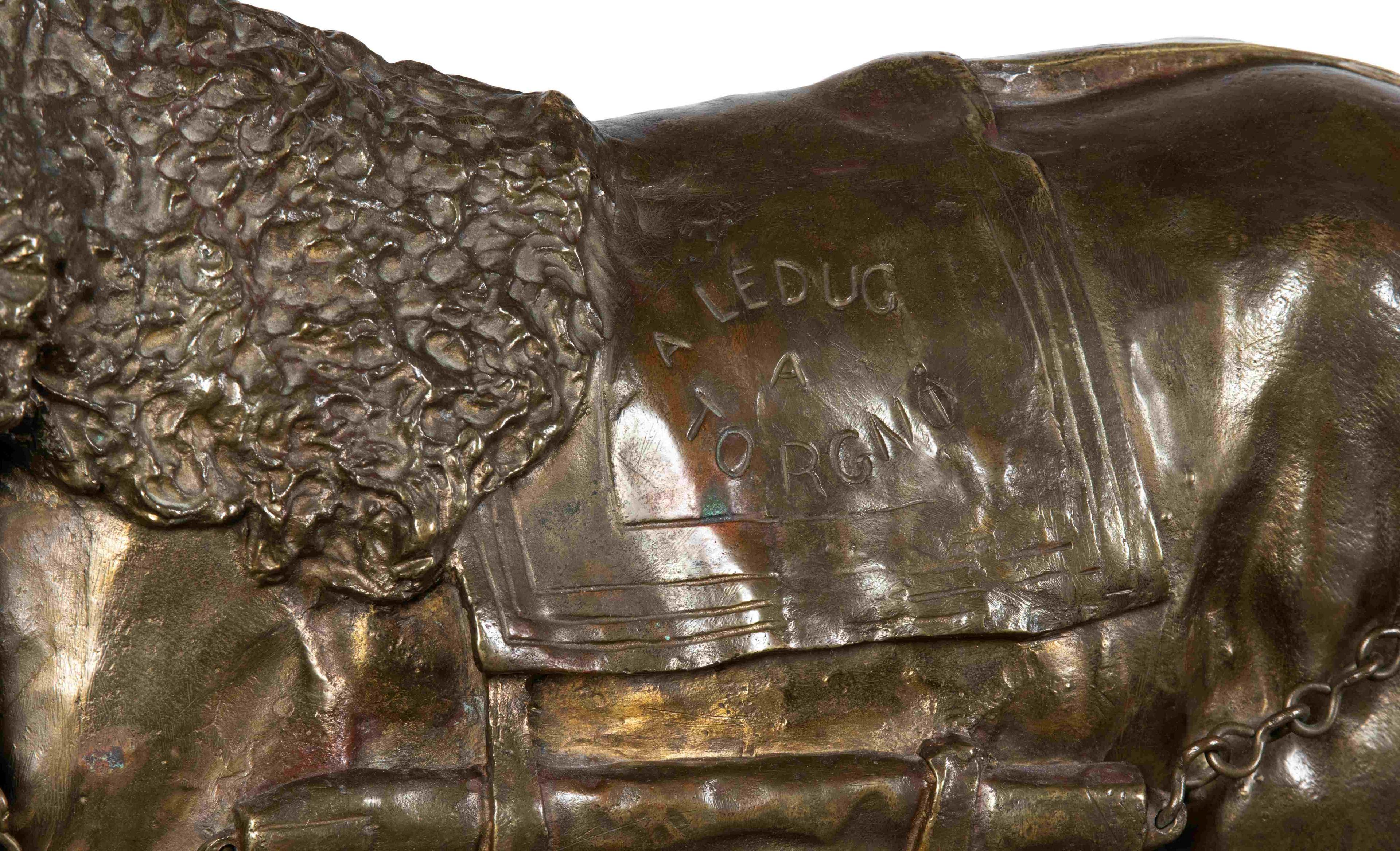 Sculpture en bronze « Un cheval avec un personnage » d'Arthur Jacques Leduc Bon état - En vente à Atlanta, GA