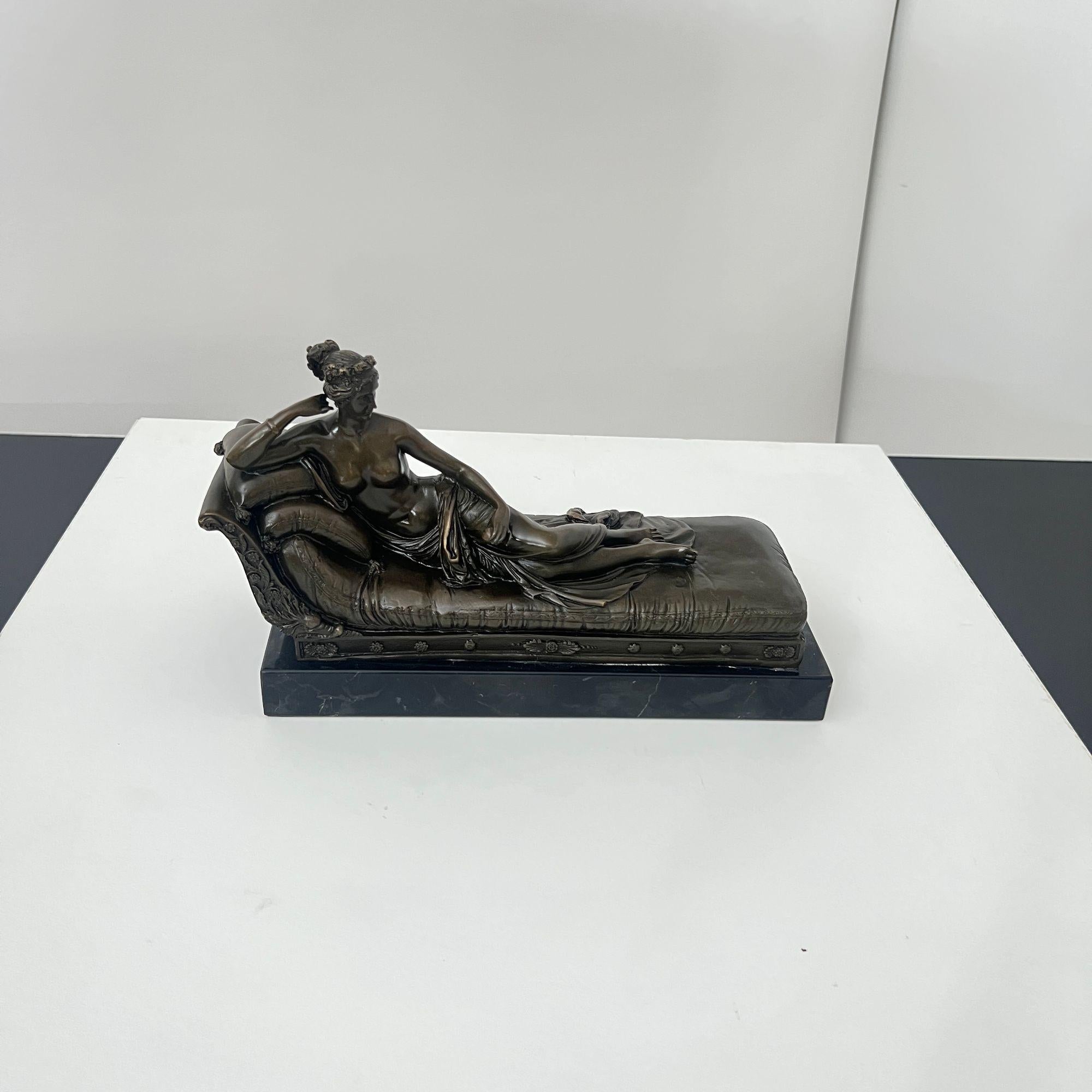 French Bronze Sculpture after A. Canova, P. Bonaparte as Venus Victrix, Paris, 20th. C. For Sale