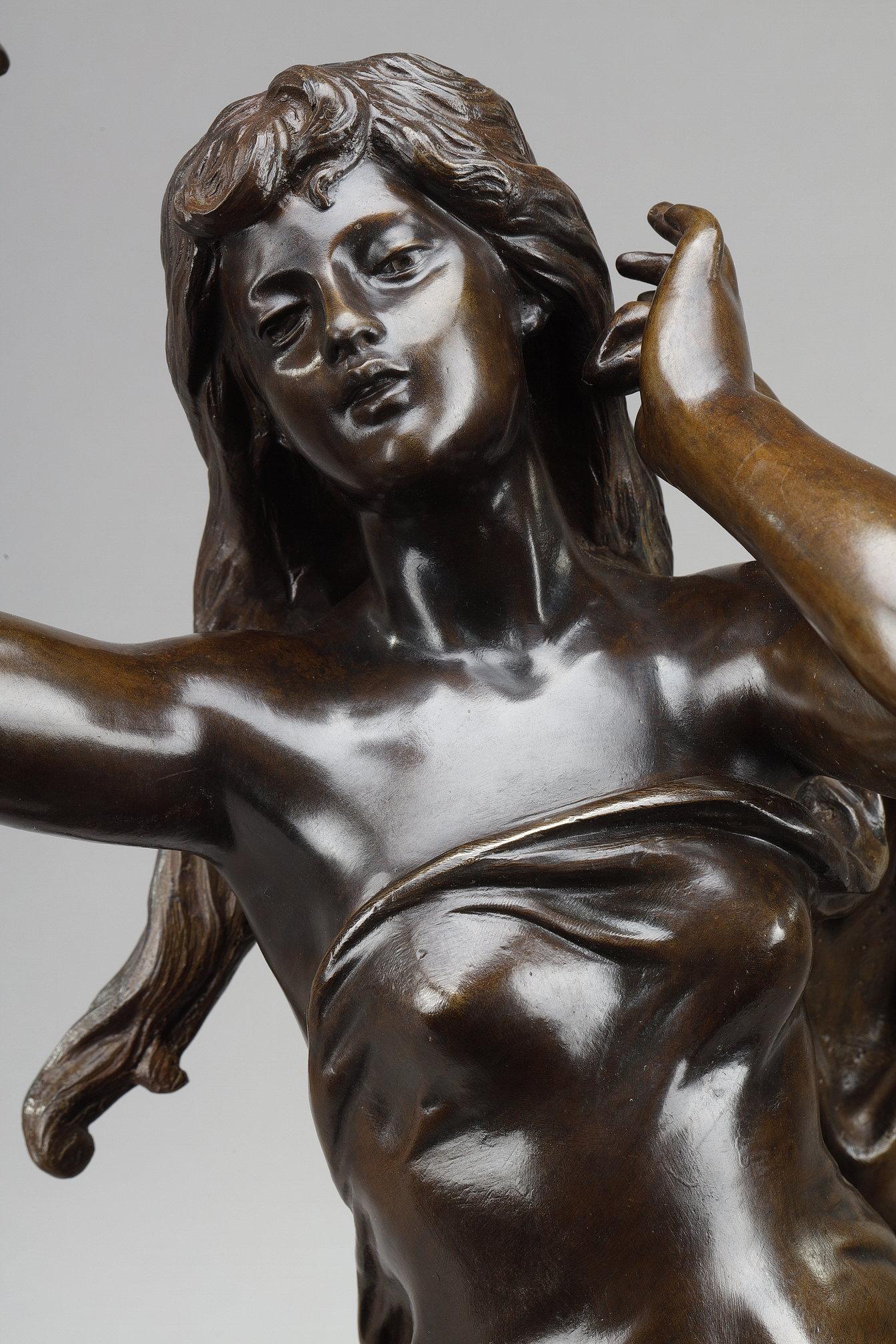 Sculpture en bronze d'après Hippolyte Moreau, « Dawn » en vente 5