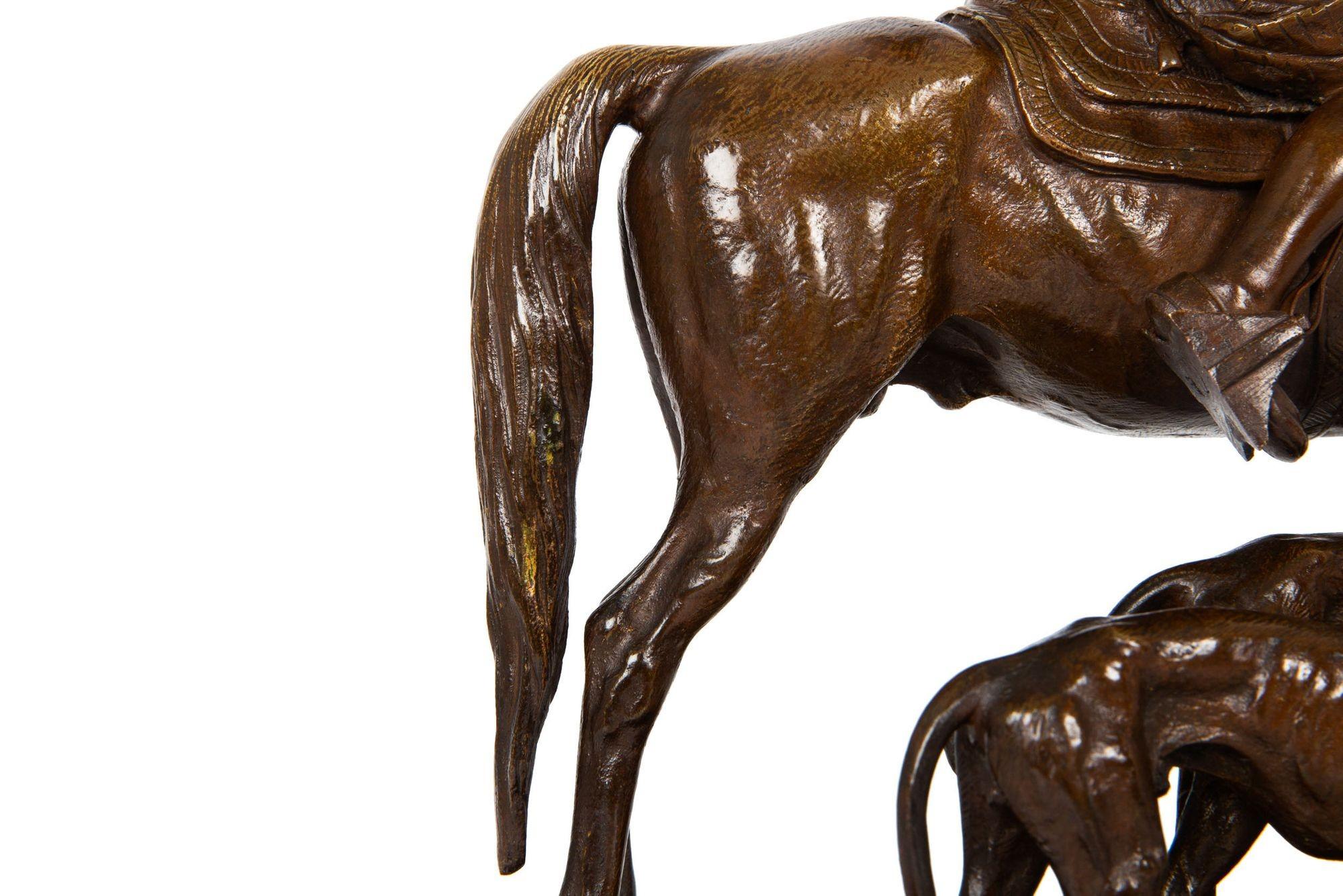Bronze Sculpture “Arab Hunter on Horseback” by Alfred Dubucand 9
