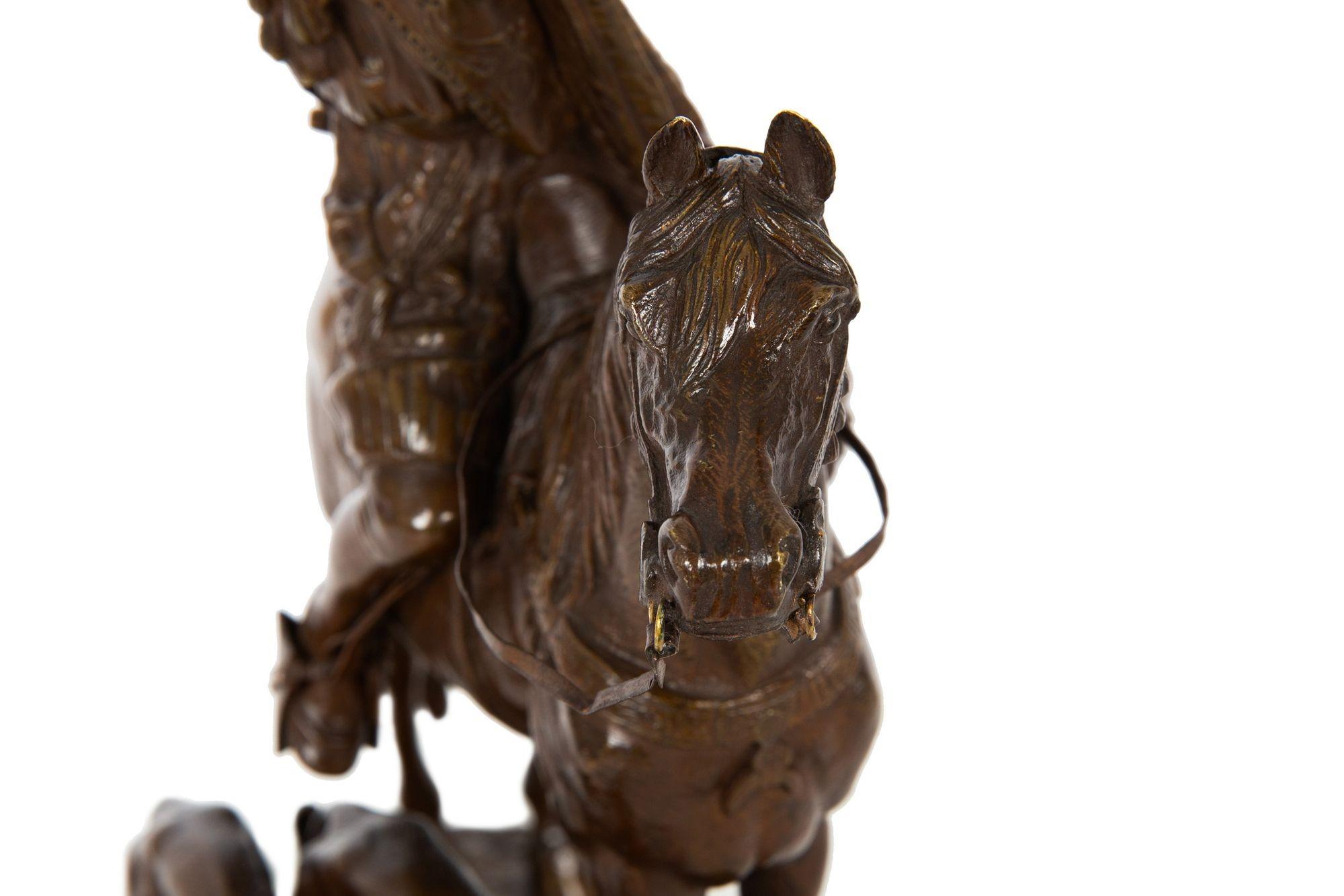 Sculpture en bronze - Chasseur arabe à cheval par Alfred Dubucand 10