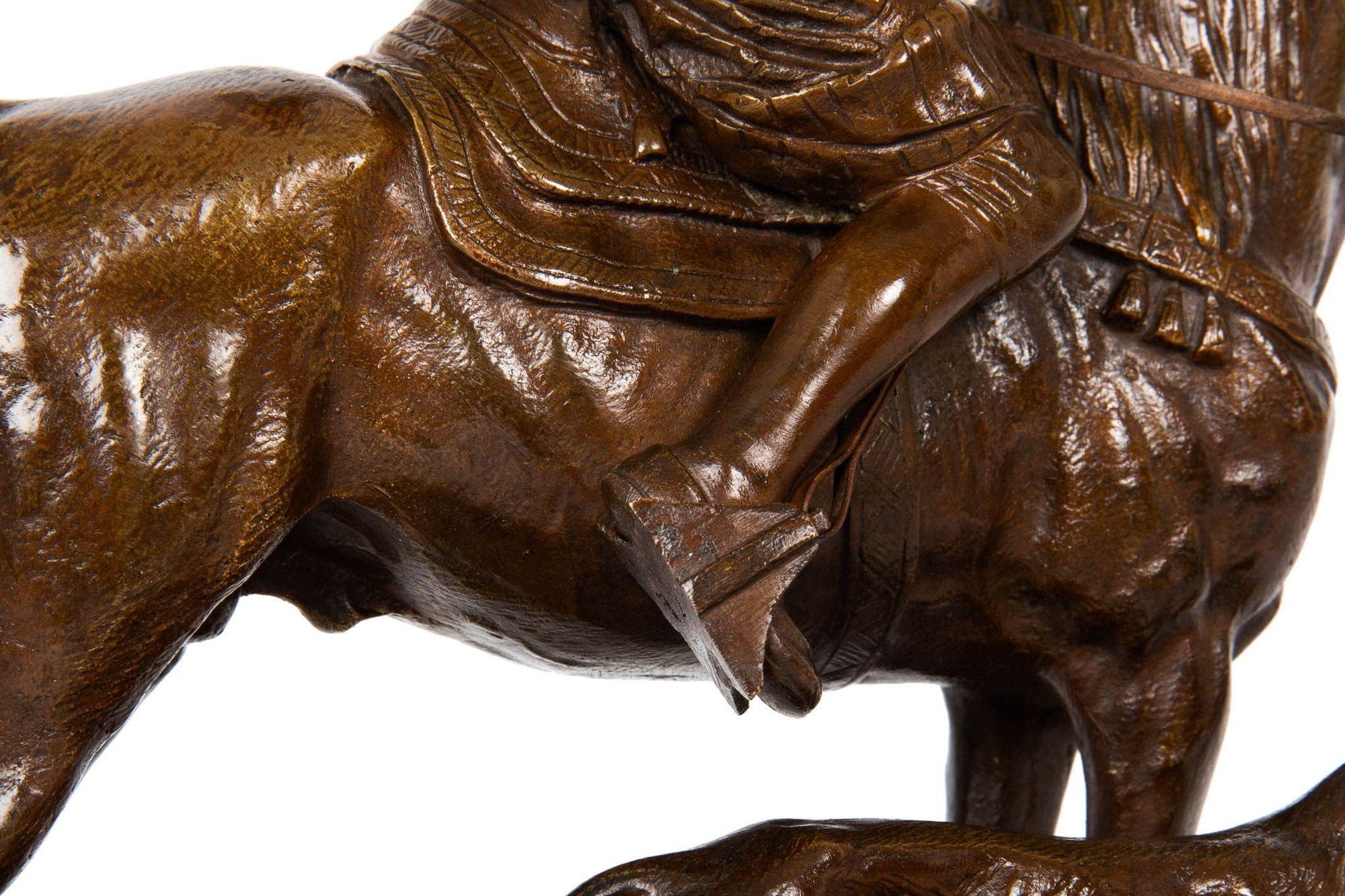 Sculpture en bronze - Chasseur arabe à cheval par Alfred Dubucand 11