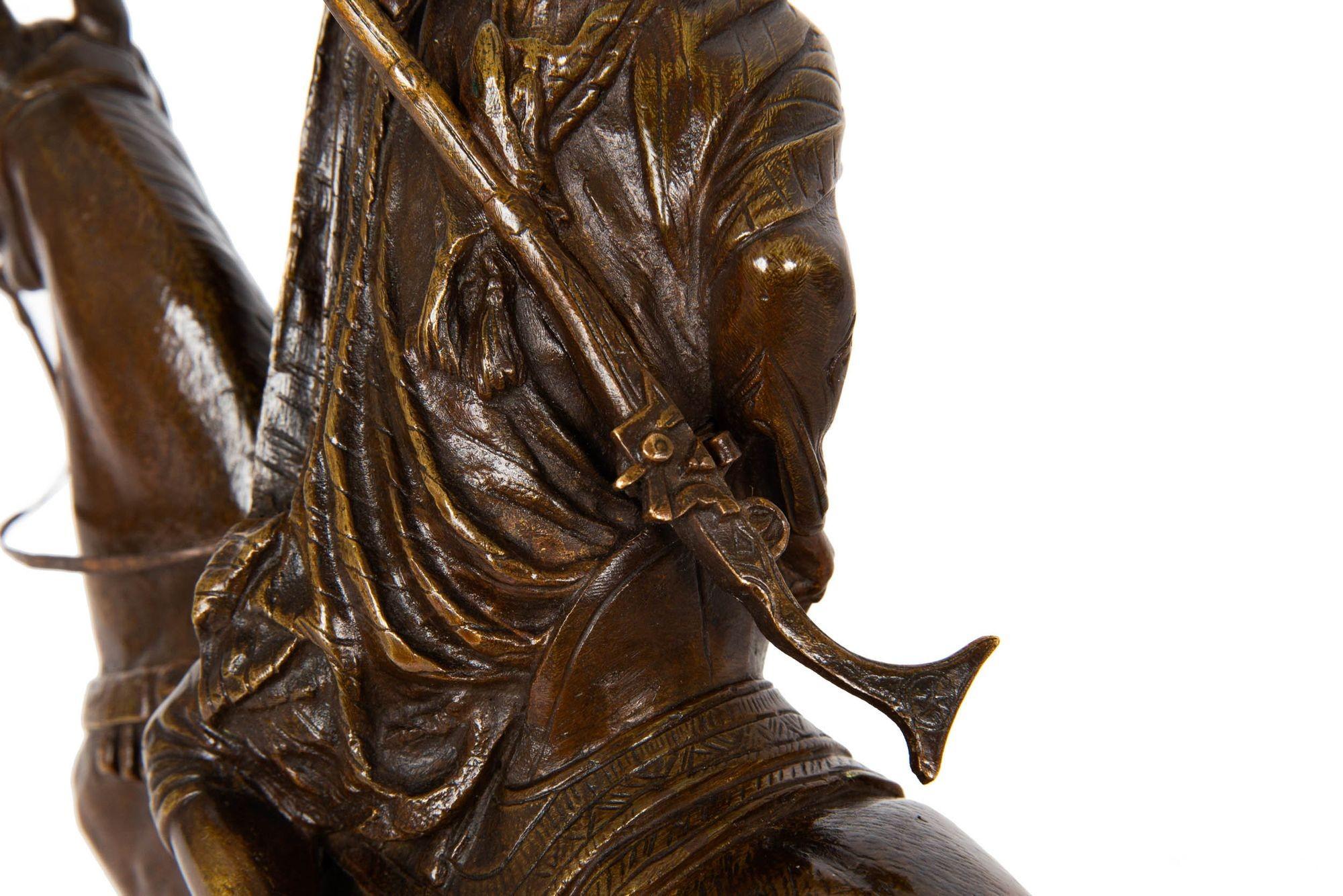 Sculpture en bronze - Chasseur arabe à cheval par Alfred Dubucand 12