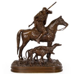 Sculpture en bronze - Chasseur arabe à cheval par Alfred Dubucand