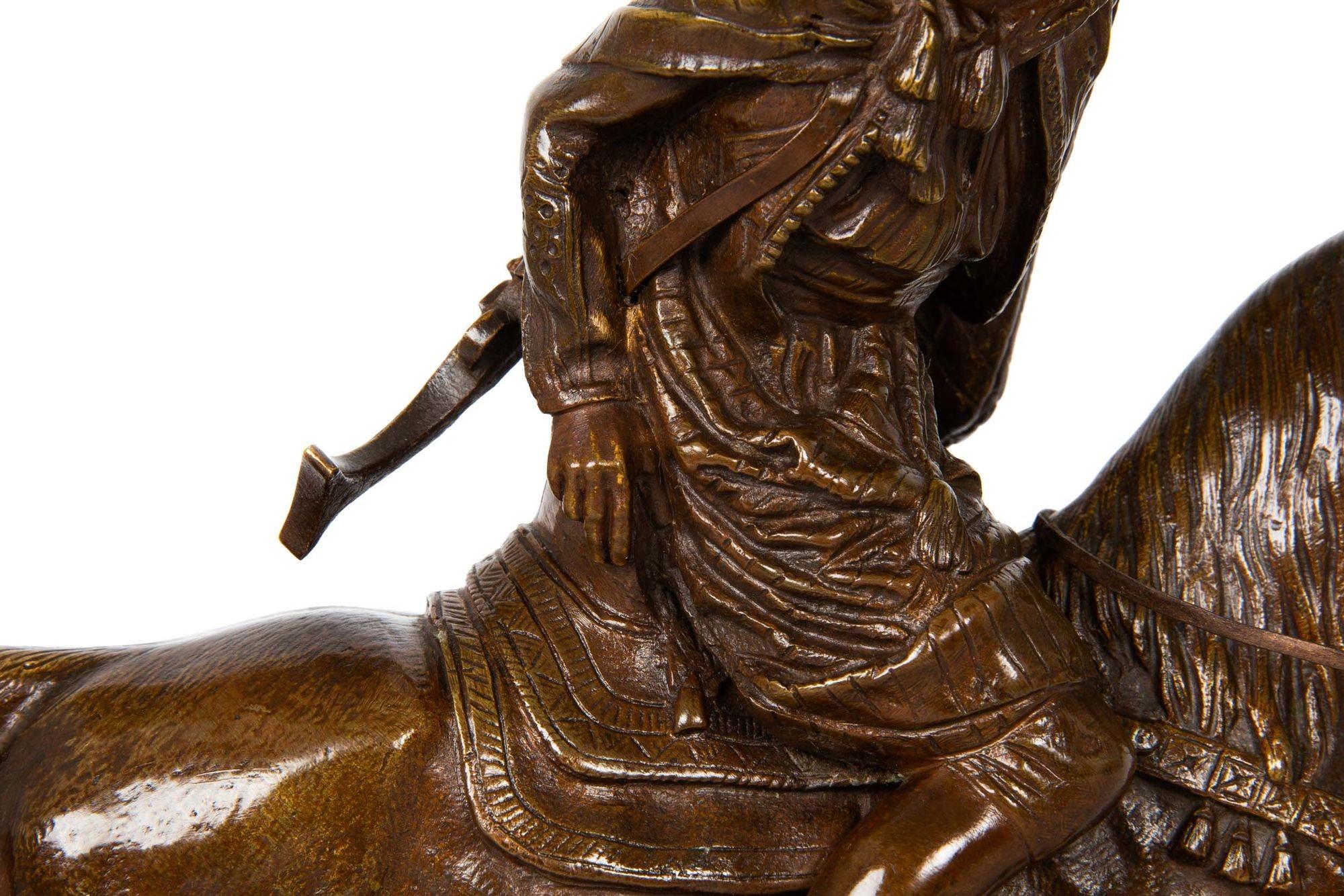 Sculpture en bronze - Chasseur arabe à cheval par Alfred Dubucand 13