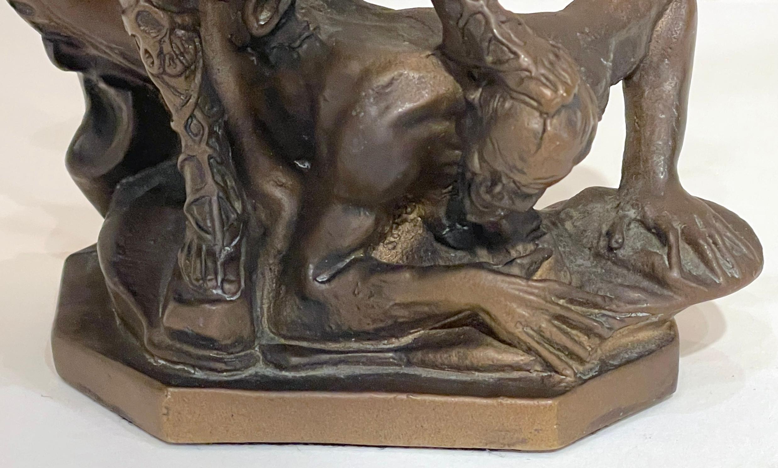 Bronze Sculpture Arch Angel Michael's Battle with the Devil, Signed A. Saulon For Sale 2