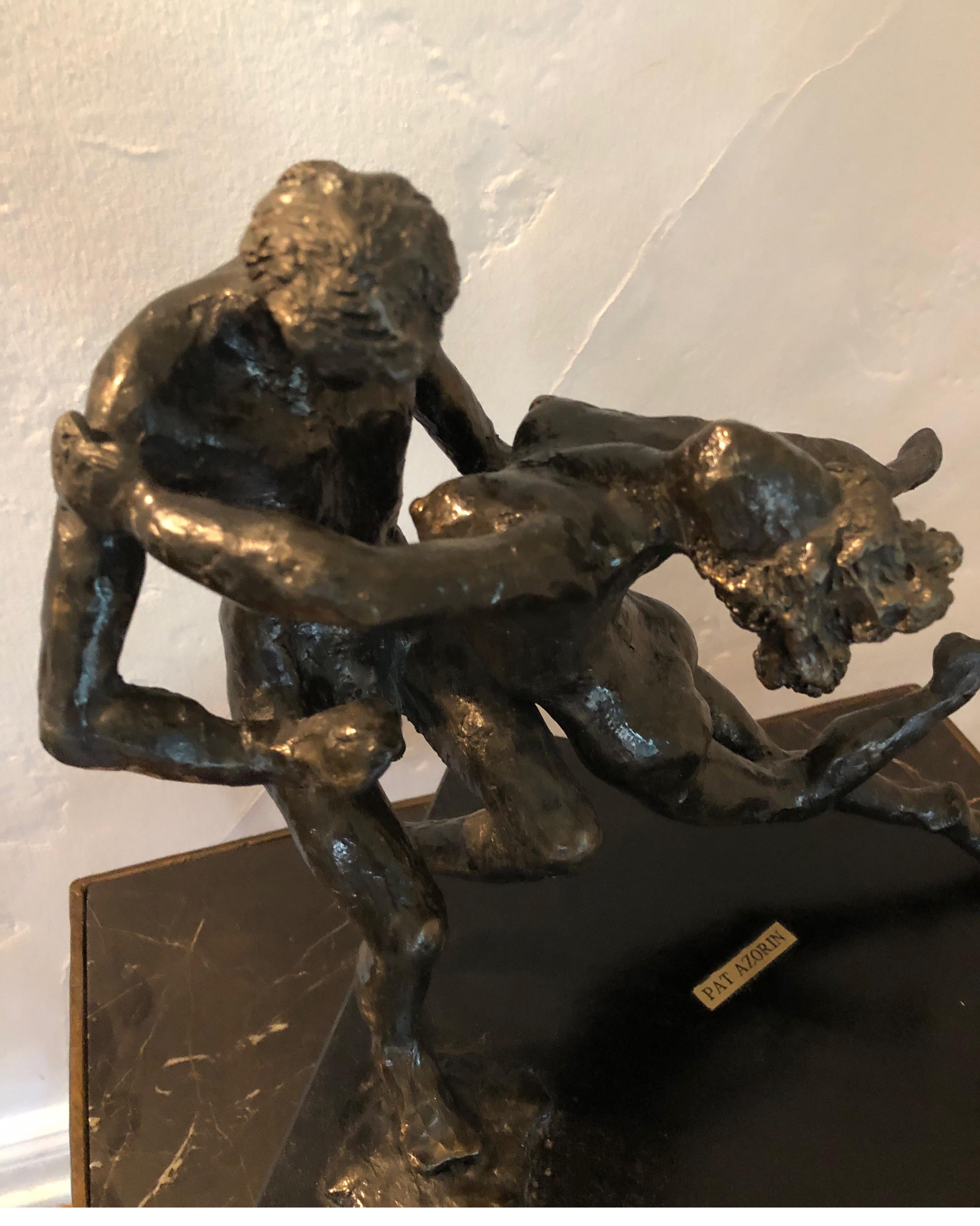 Bronze Sculpture Art Deco Nude Male and Female Ballet Dancers, Degas Style In Good Condition In Los Angeles, CA