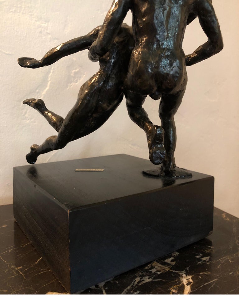 Bronze Sculpture Art Deco Nude Male and Female Ballet Dancers, Degas Style For Sale 1