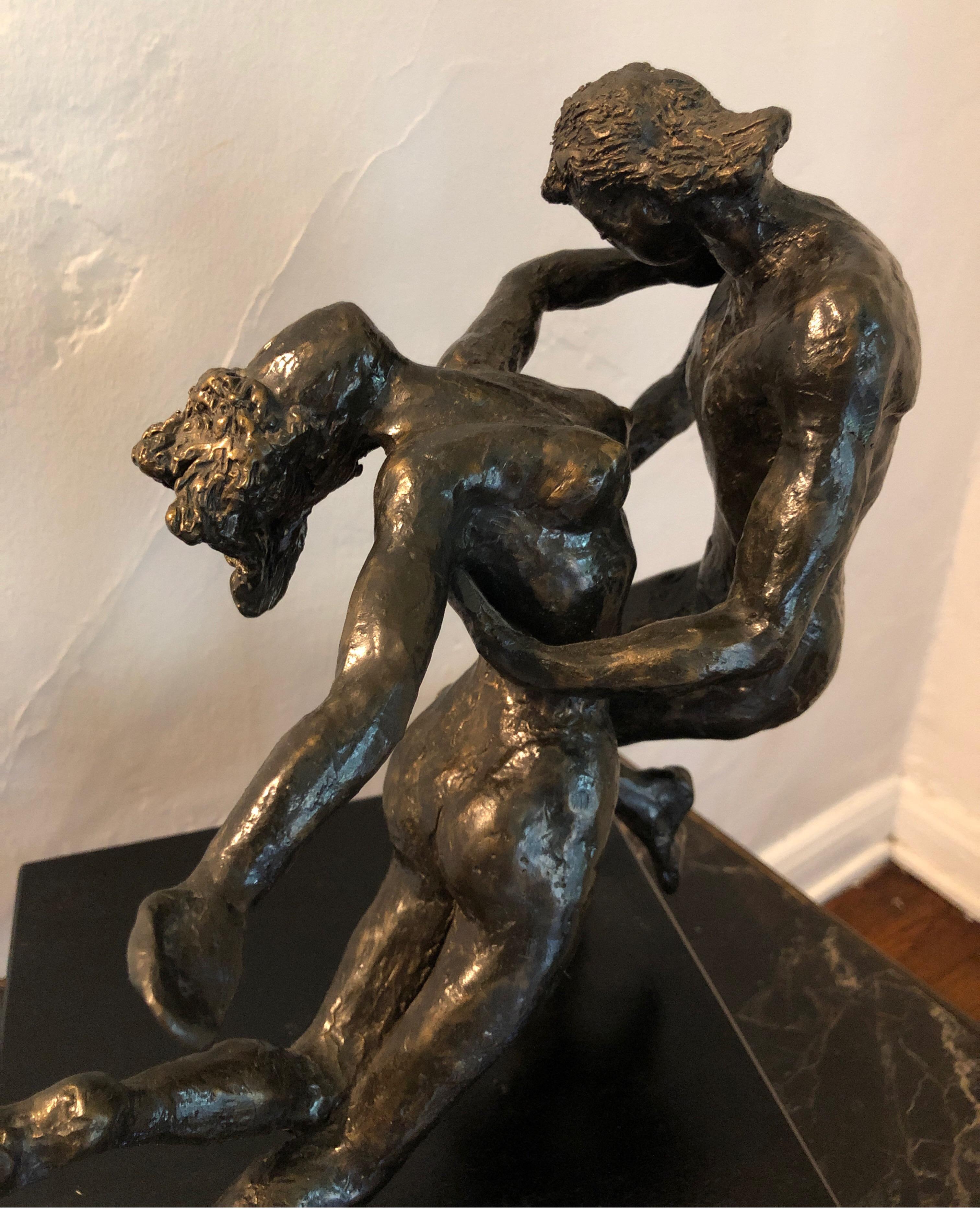 Bronze Sculpture Art Deco Nude Male and Female Ballet Dancers, Degas Style 3