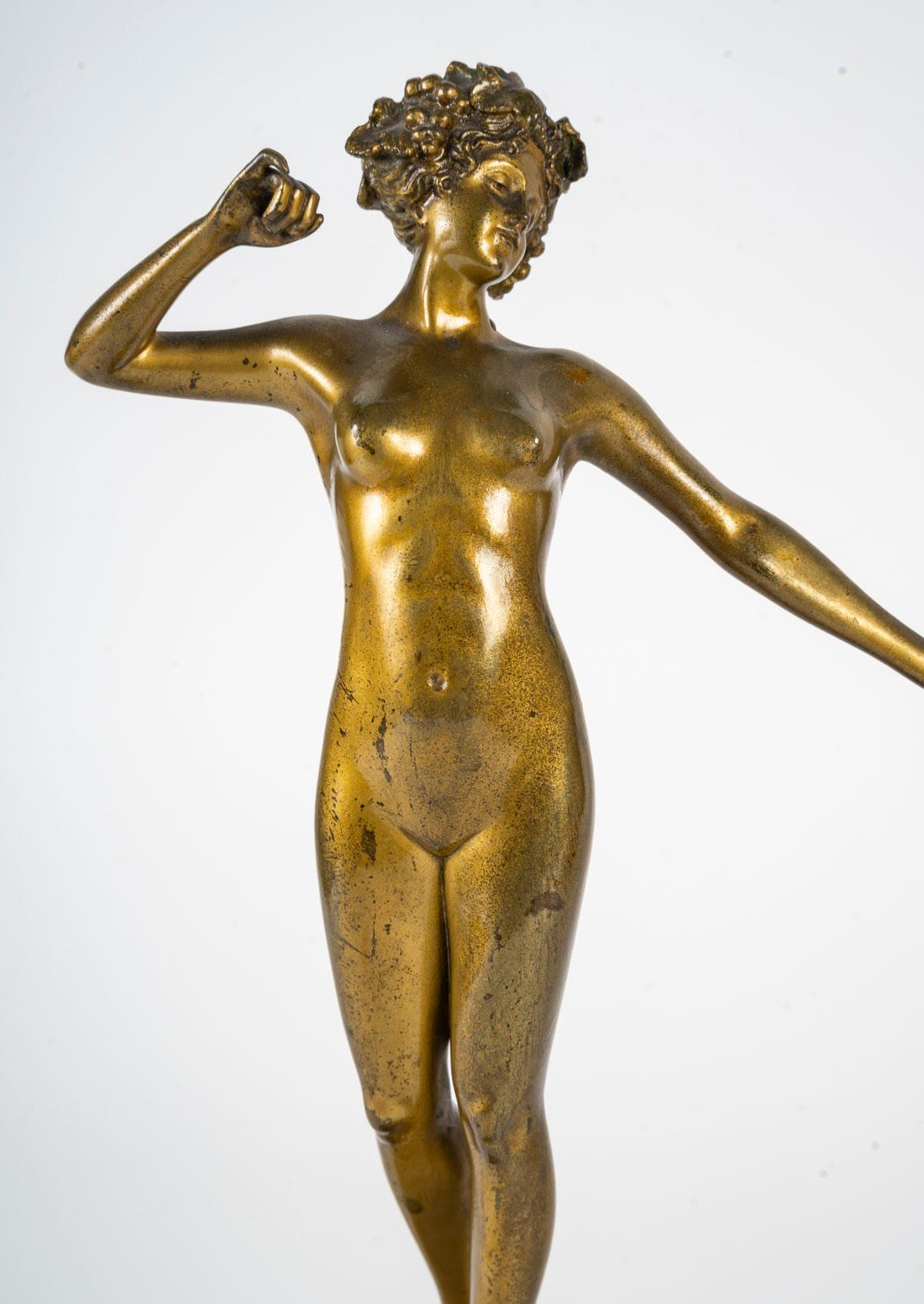 German Bronze Sculpture, Art Deco Period, 1930, Signed Brandel.
