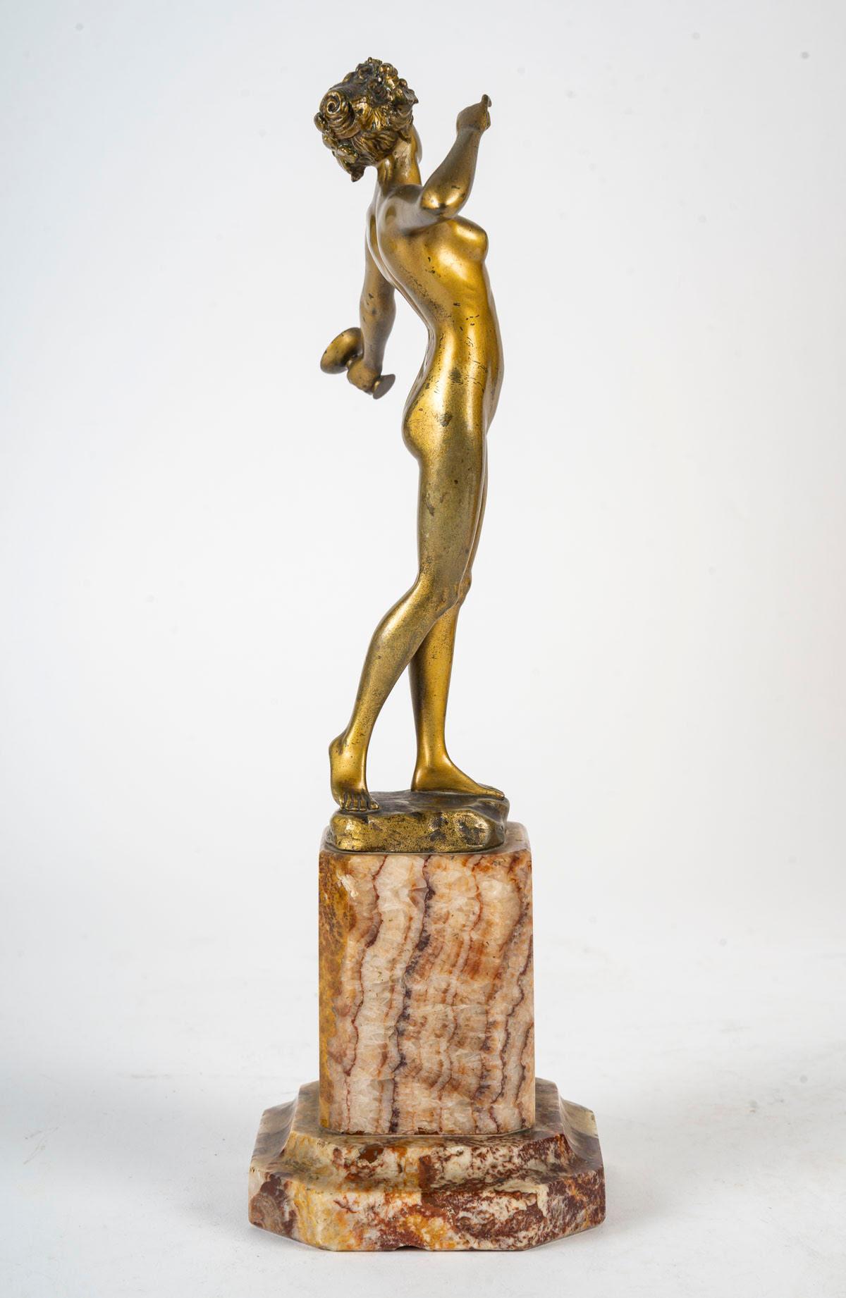 Patinated Bronze Sculpture, Art Deco Period, 1930, Signed Brandel.