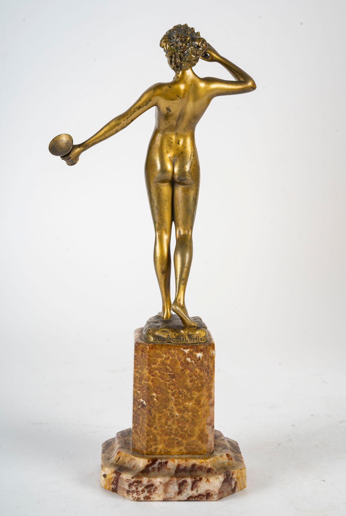 Bronze Sculpture, Art Deco Period, 1930, Signed Brandel. In Good Condition In Saint-Ouen, FR