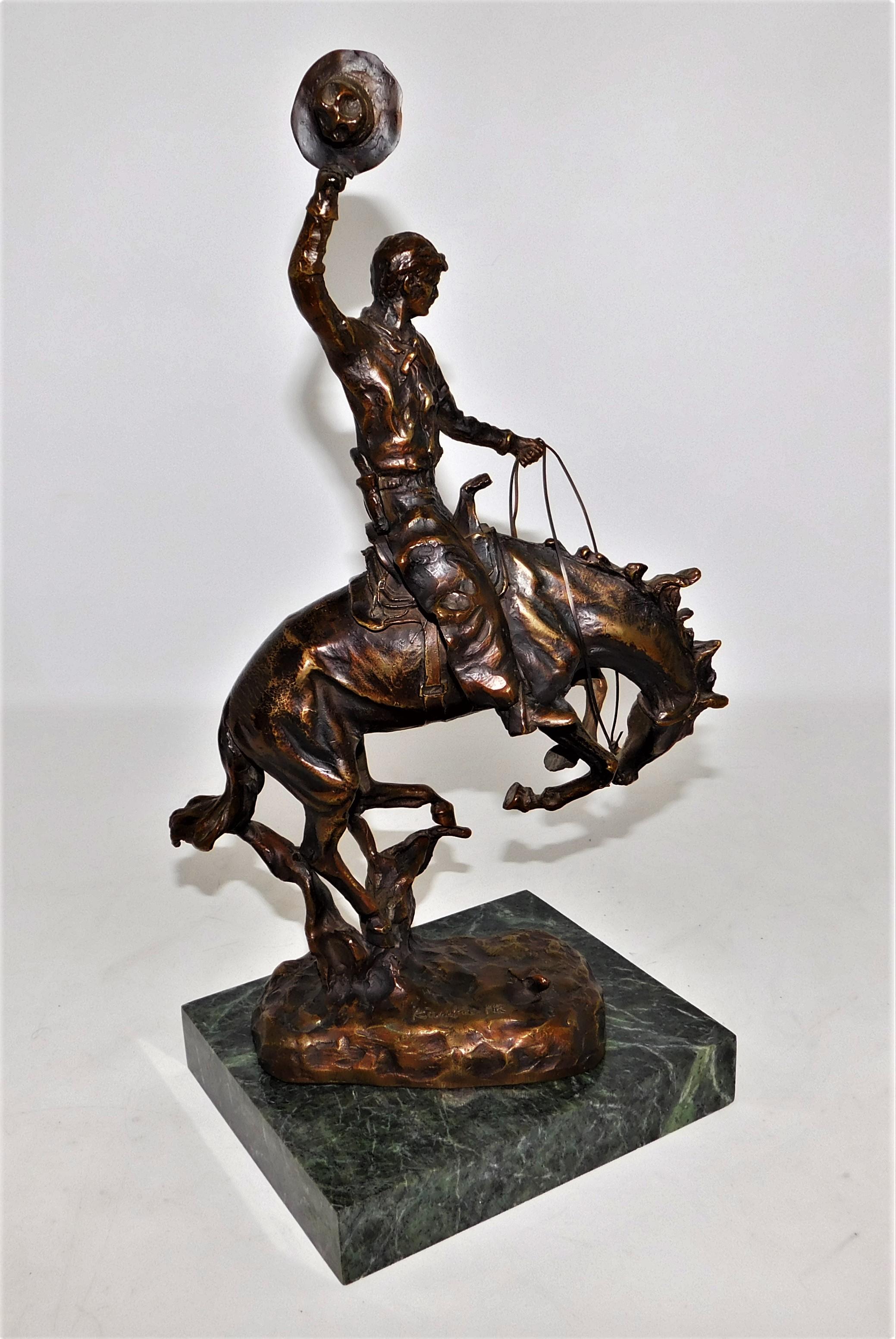 Bronze Sculpture Austrian Carl Kauba Rodeo Cowboy Marble, circa 1900 For Sale 4