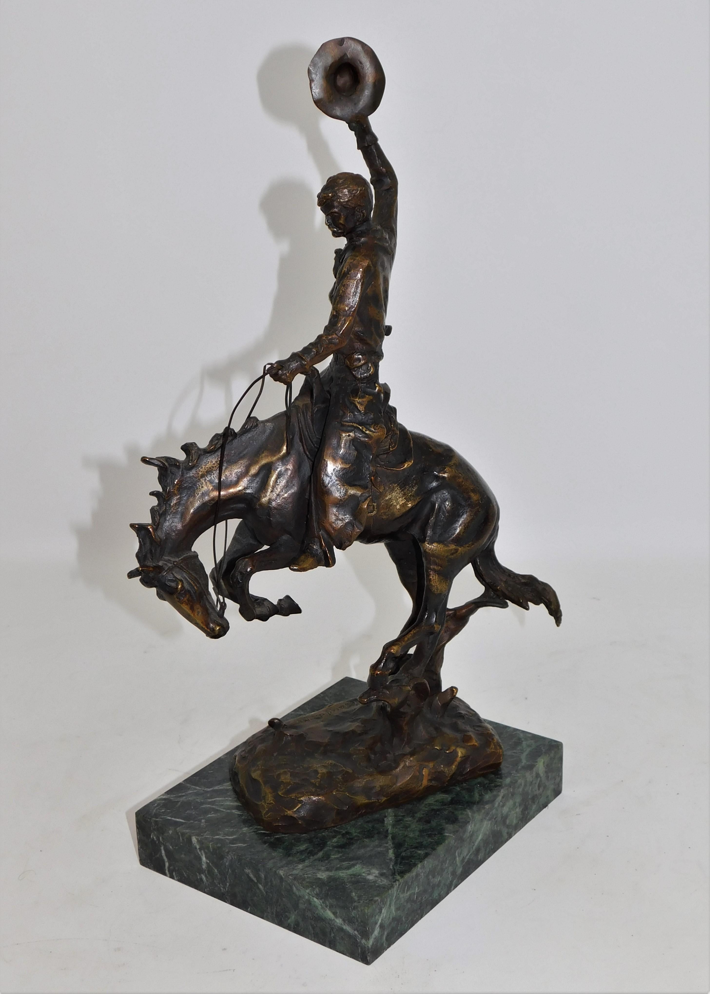 Bronze Sculpture Austrian Carl Kauba Rodeo Cowboy Marble, circa 1900 For Sale 5