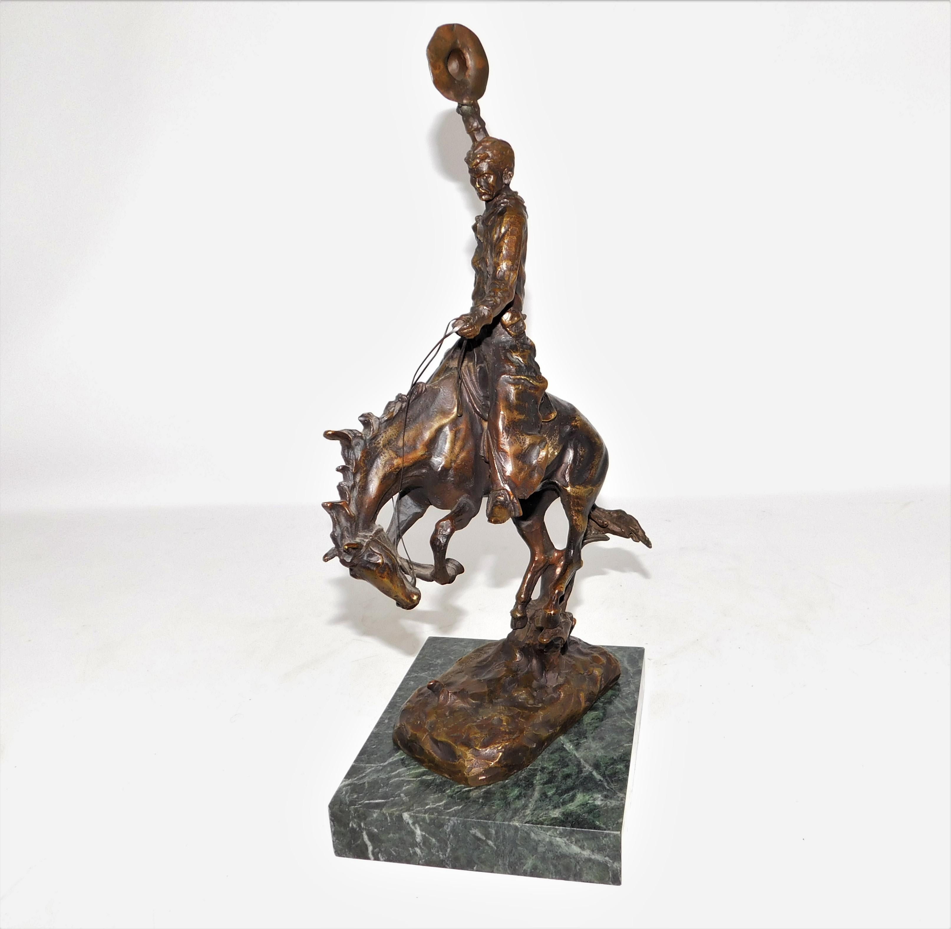 Bronze Sculpture Austrian Carl Kauba Rodeo Cowboy Marble, circa 1900 For Sale 8