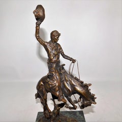Bronze Sculpture Austrian Carl Kauba Rodeo Cowboy Marble, circa 1900