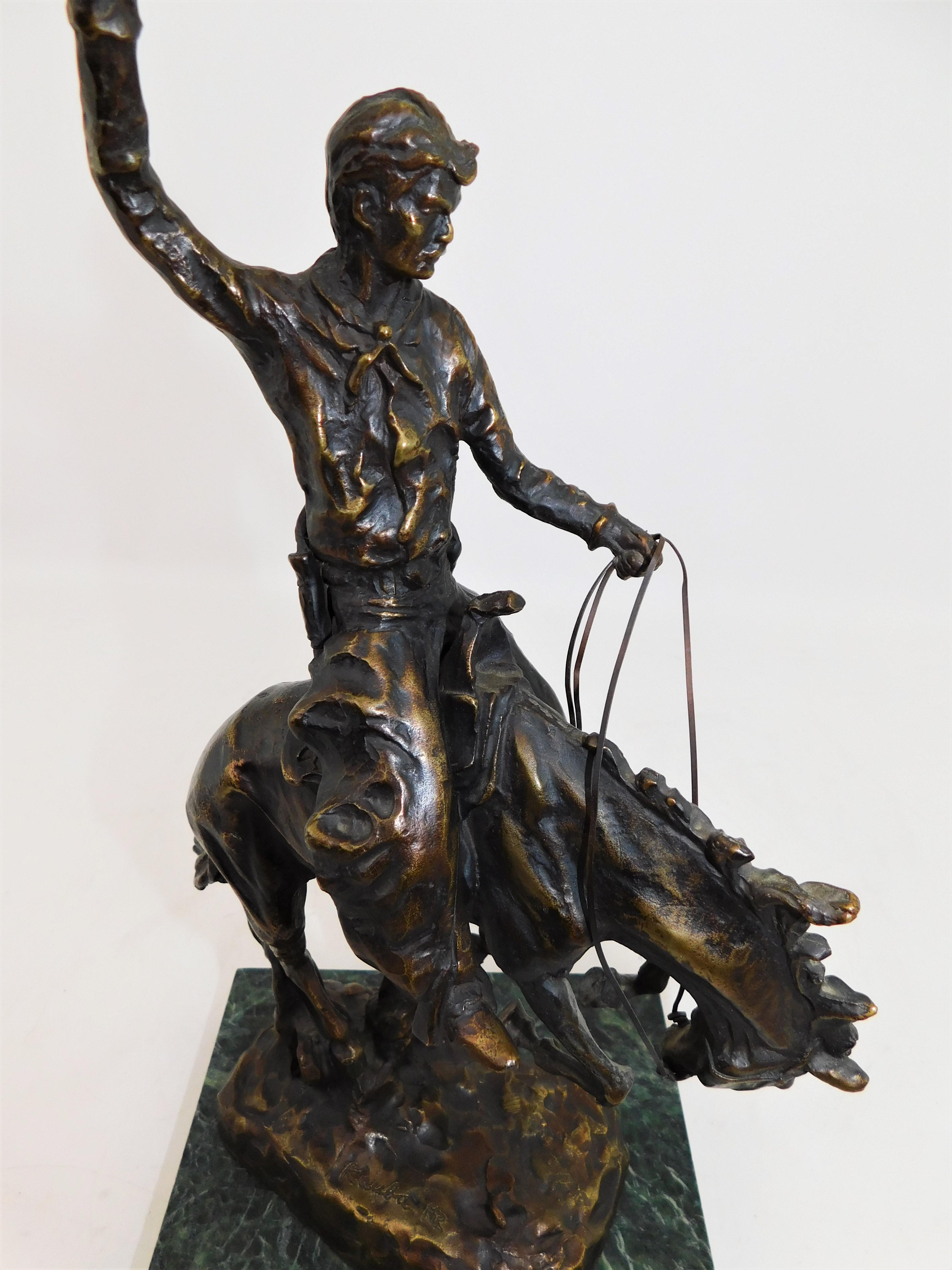 Bronze Sculpture Austrian Carl Kauba Rodeo Cowboy Marble, circa 1900 For Sale 1