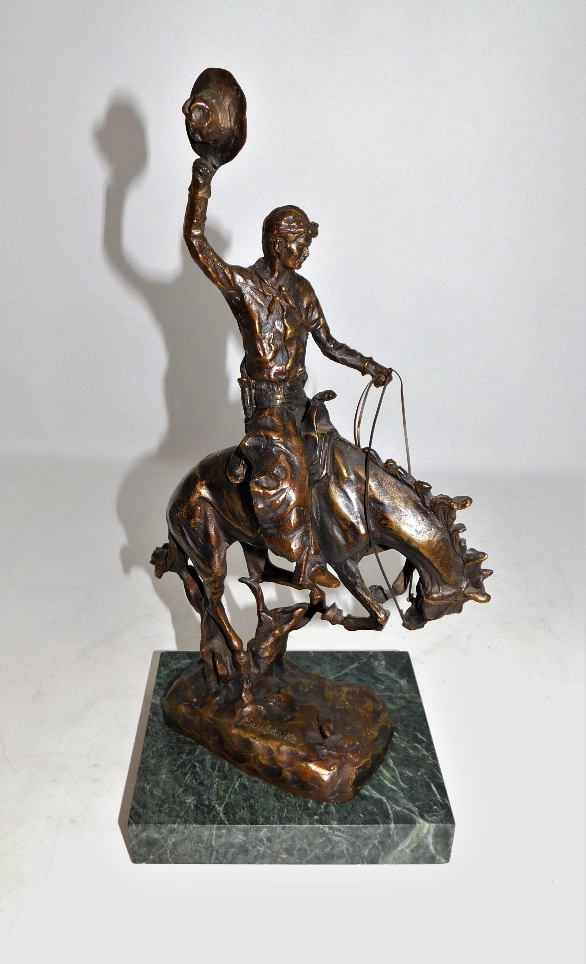 Bronze Sculpture Austrian Carl Kauba Rodeo Cowboy Marble, circa 1900 For Sale 2