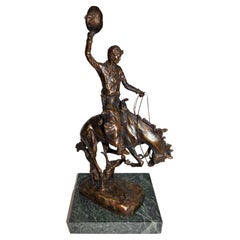 Bronze Sculpture Austrian Carl Kauba Rodeo Cowboy Marble, circa 1900