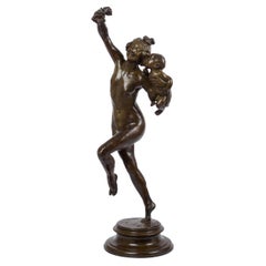 Sculpture en bronze « Bacchante and Infant Faun » de Frederick MacMonnies « Américain »